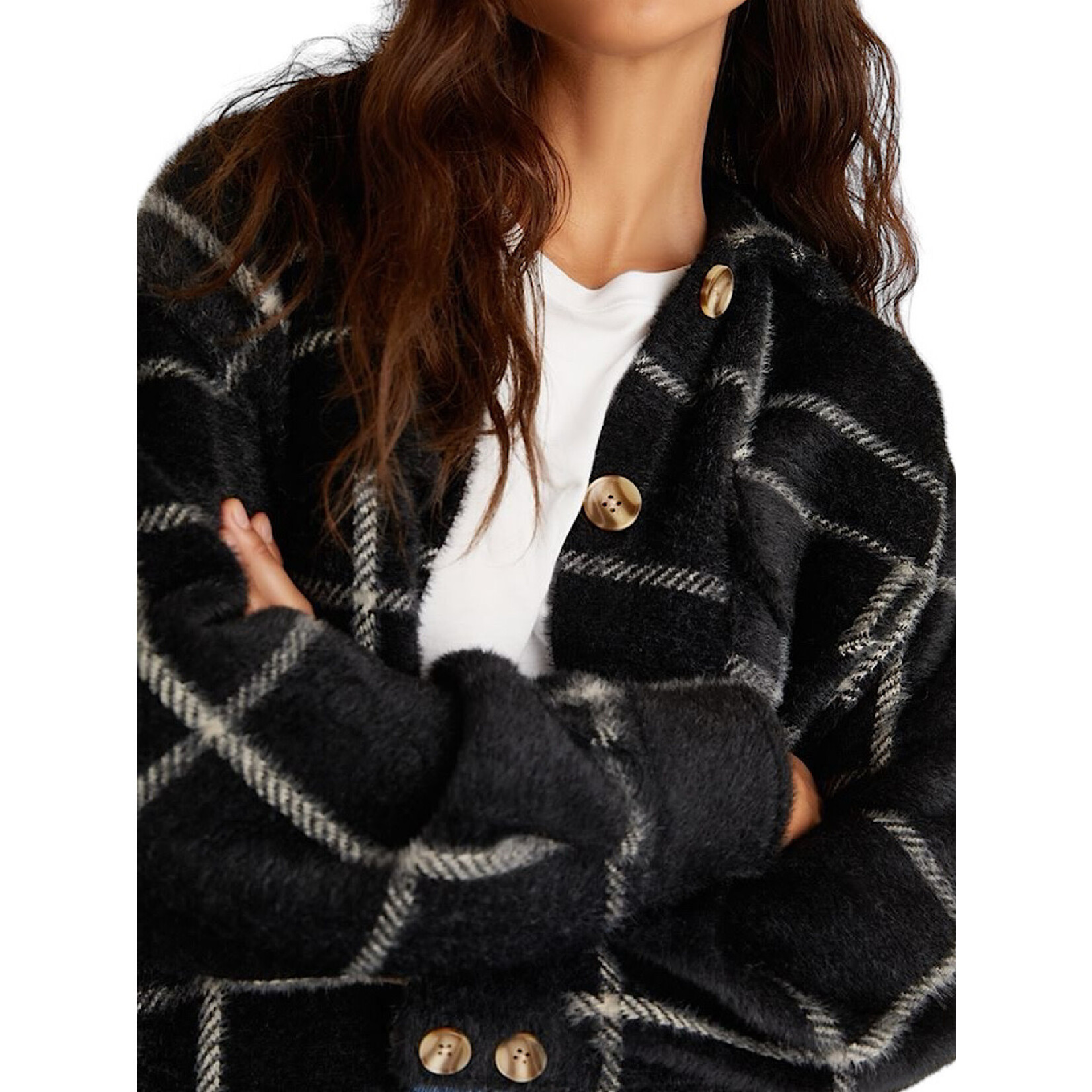 Z Supply Z Supply Plaid Tucker Jacket Washed Black