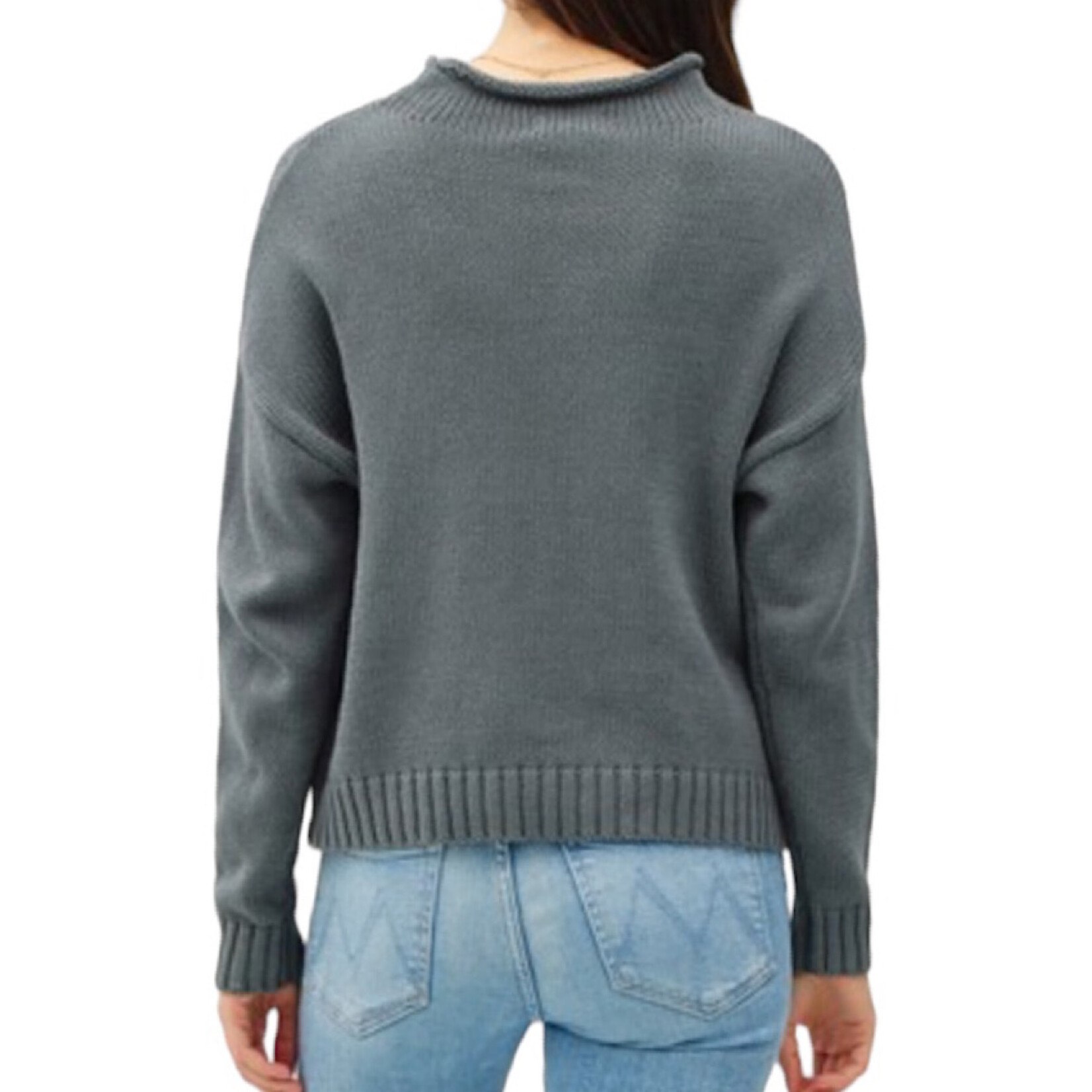 Steel Blue Knit Drop Shoulder Sweater
