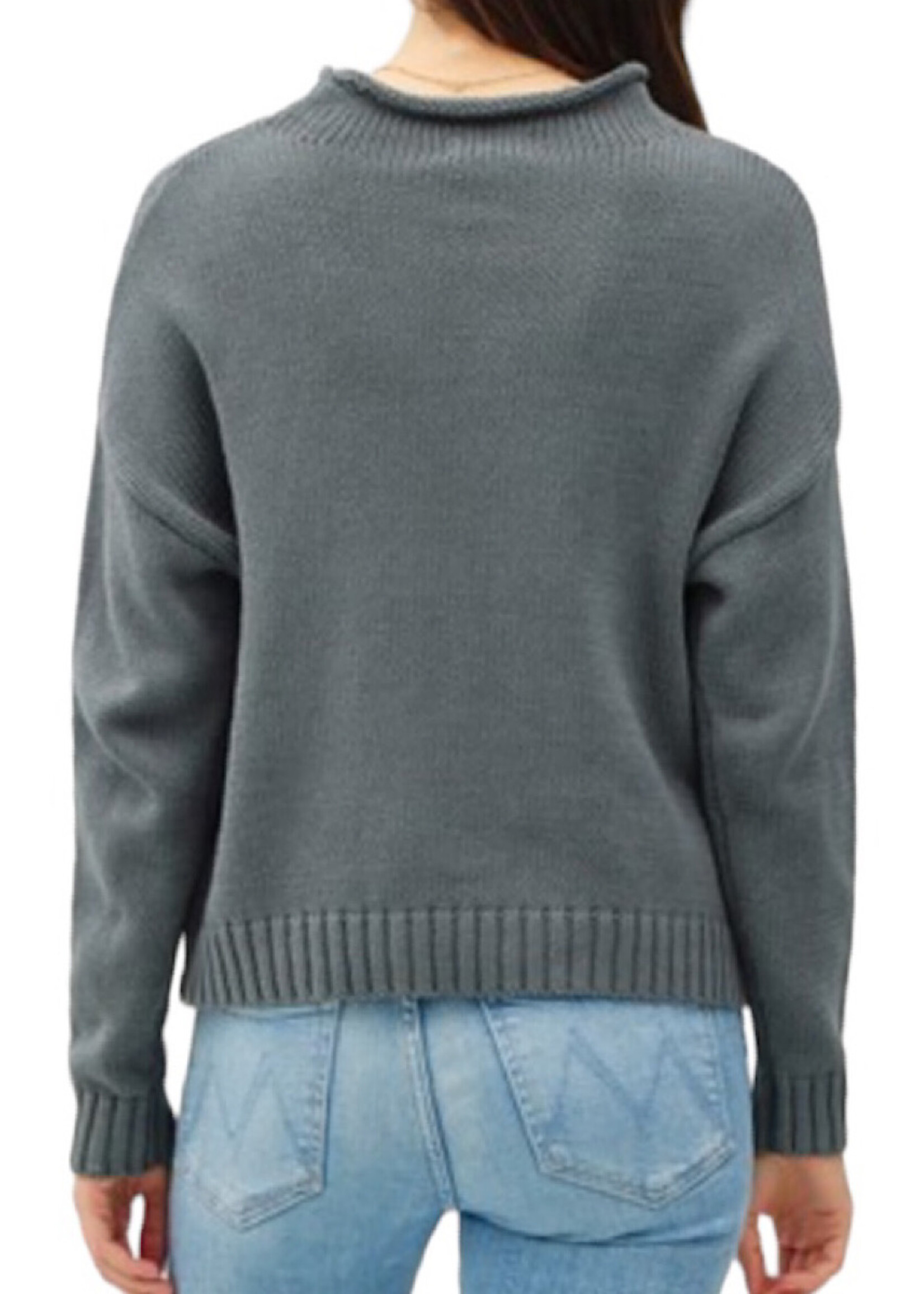 Steel Blue Knit Drop Shoulder Sweater