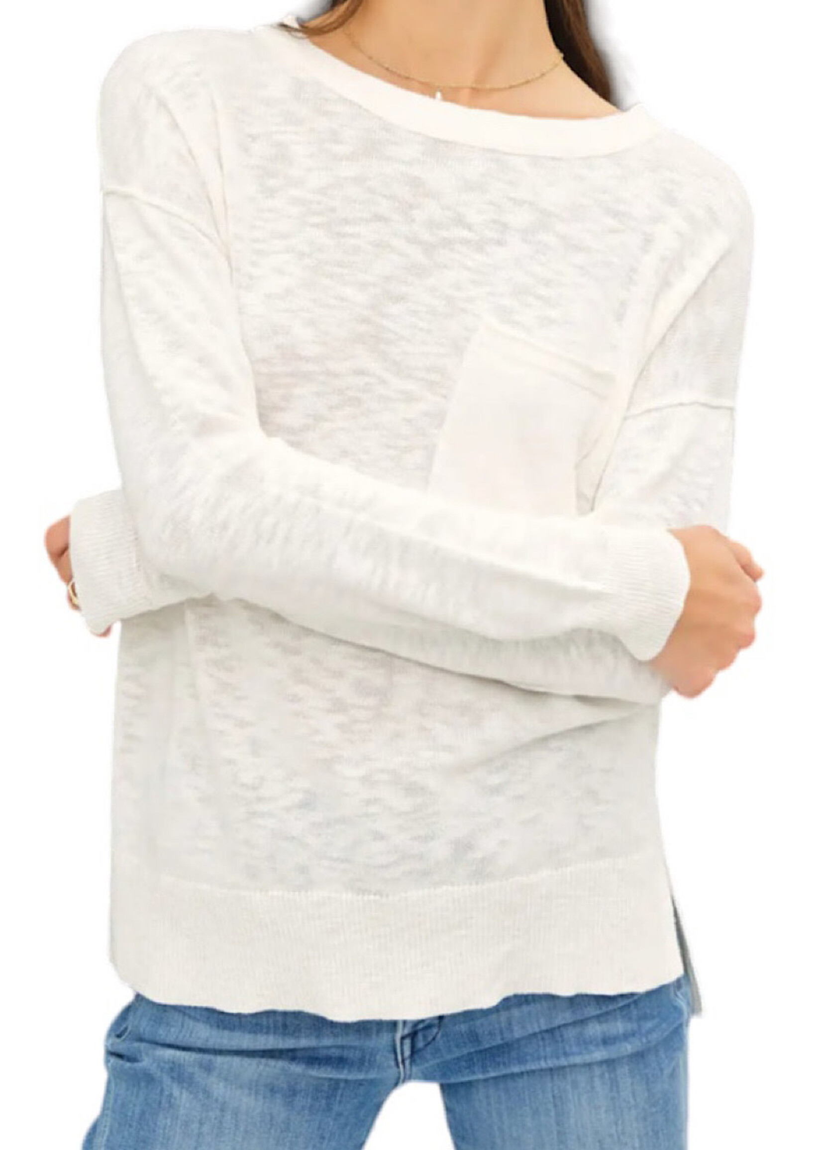 Off White Slub Sweater Top