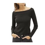 Black Off The Shoulder Sweater with Ribbed Neckline