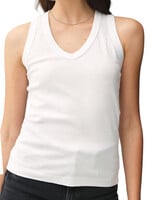 White V-Neck Ribbed Cotton Tank