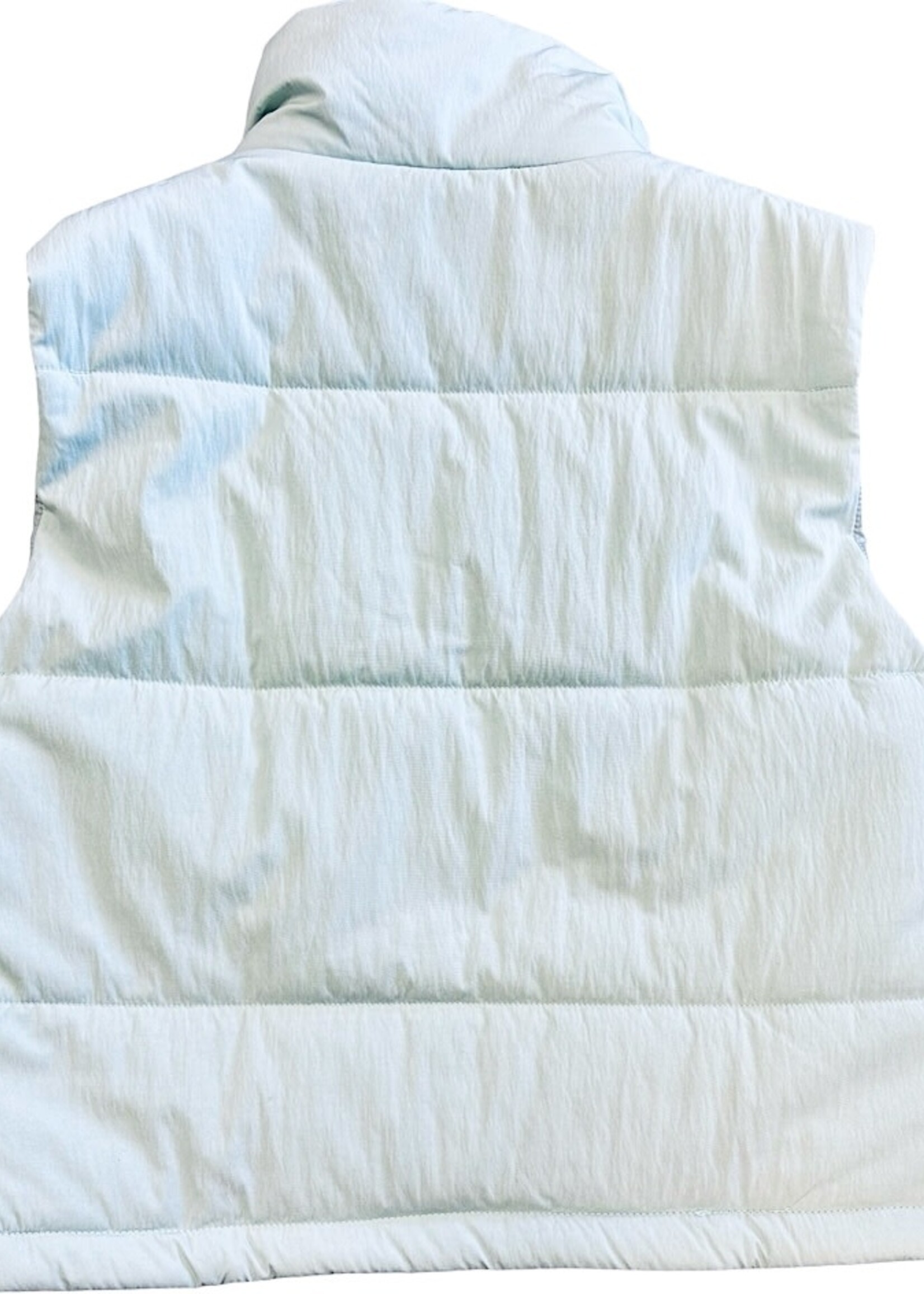 Light Blue Puffer Vest With Zipper