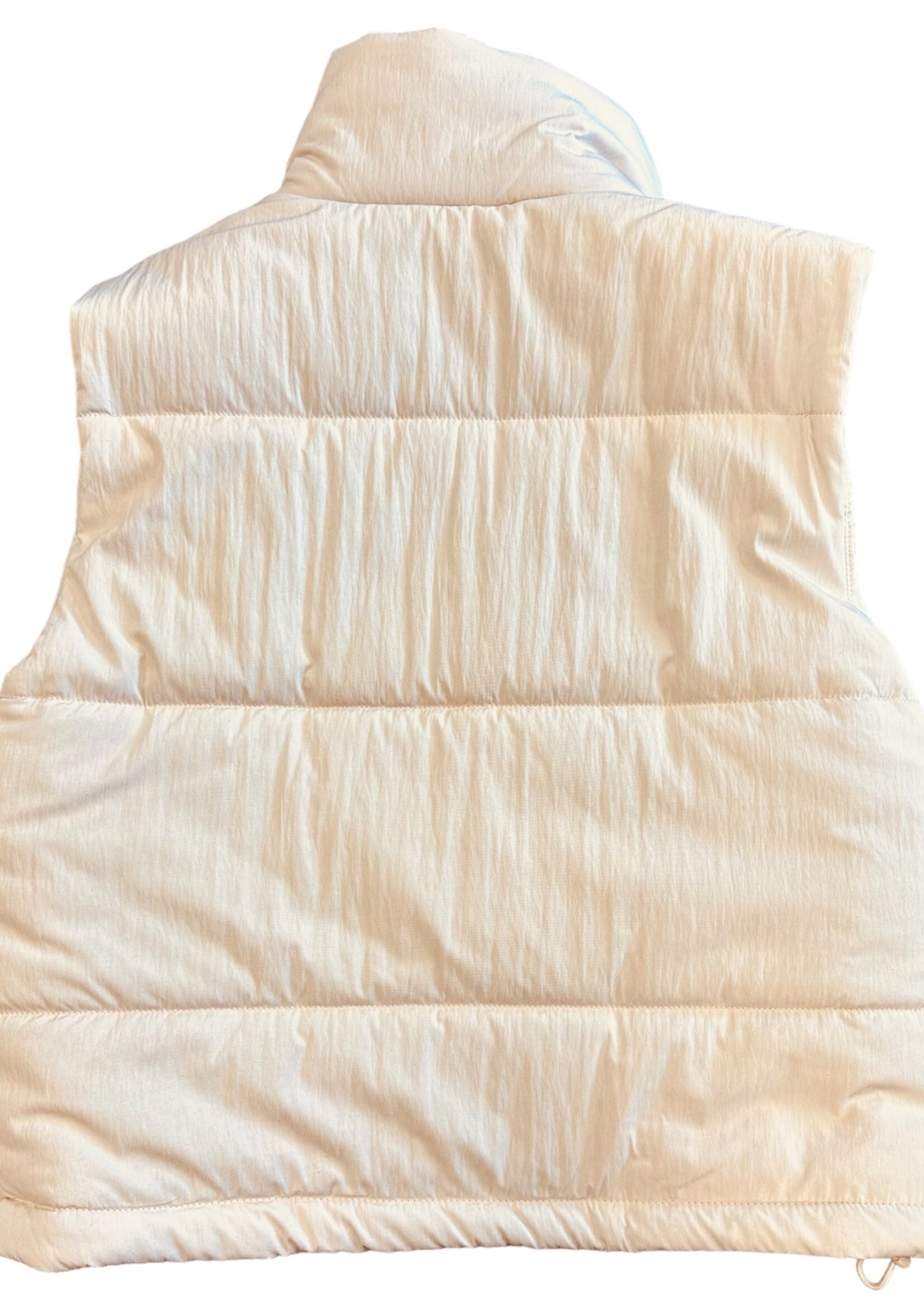 Off White Puffer Vest With Zipper