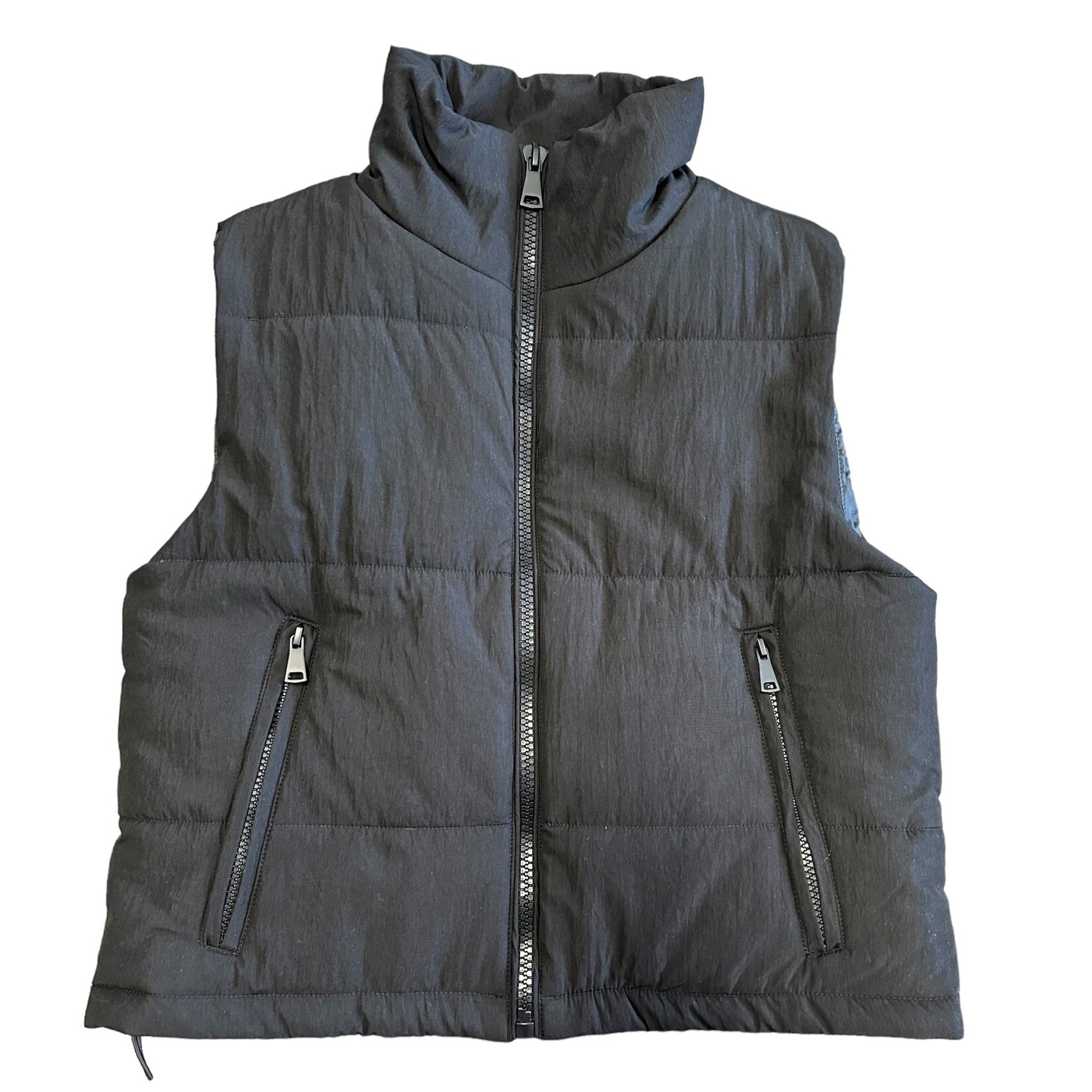 Black Puffer Vest With Zipper