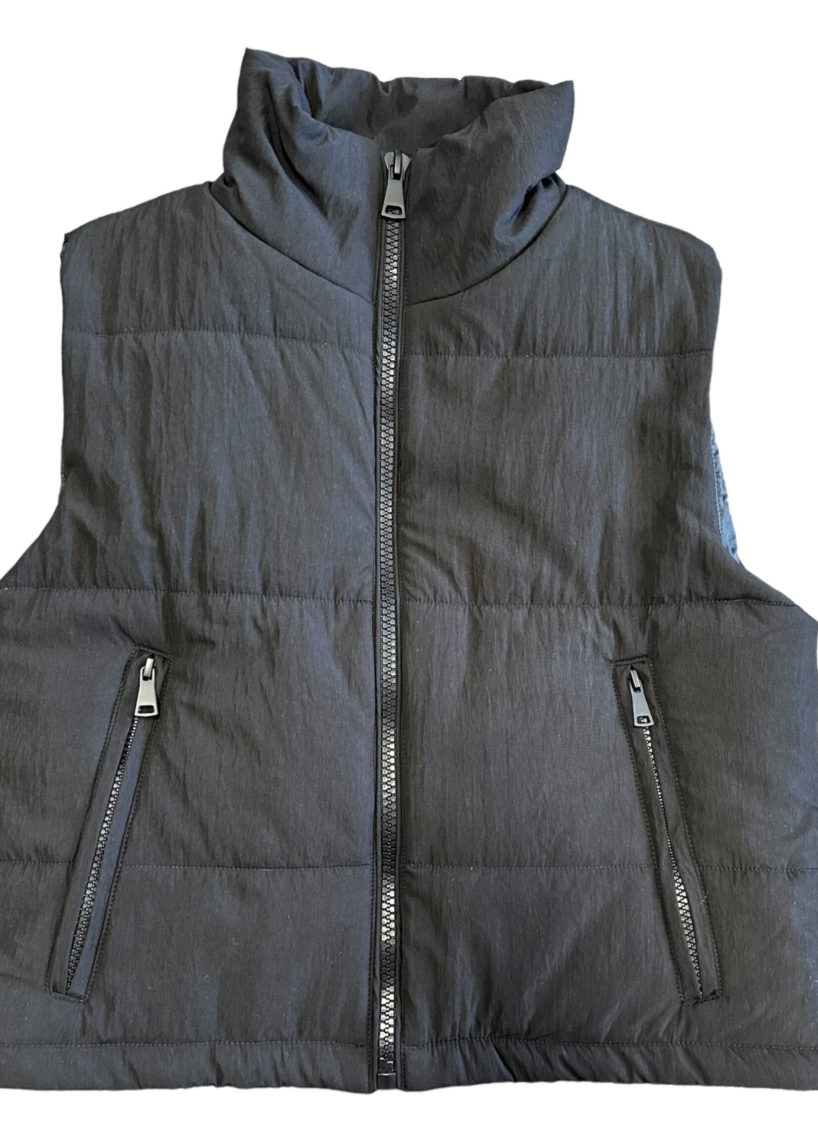 Black Puffer Vest With Zipper