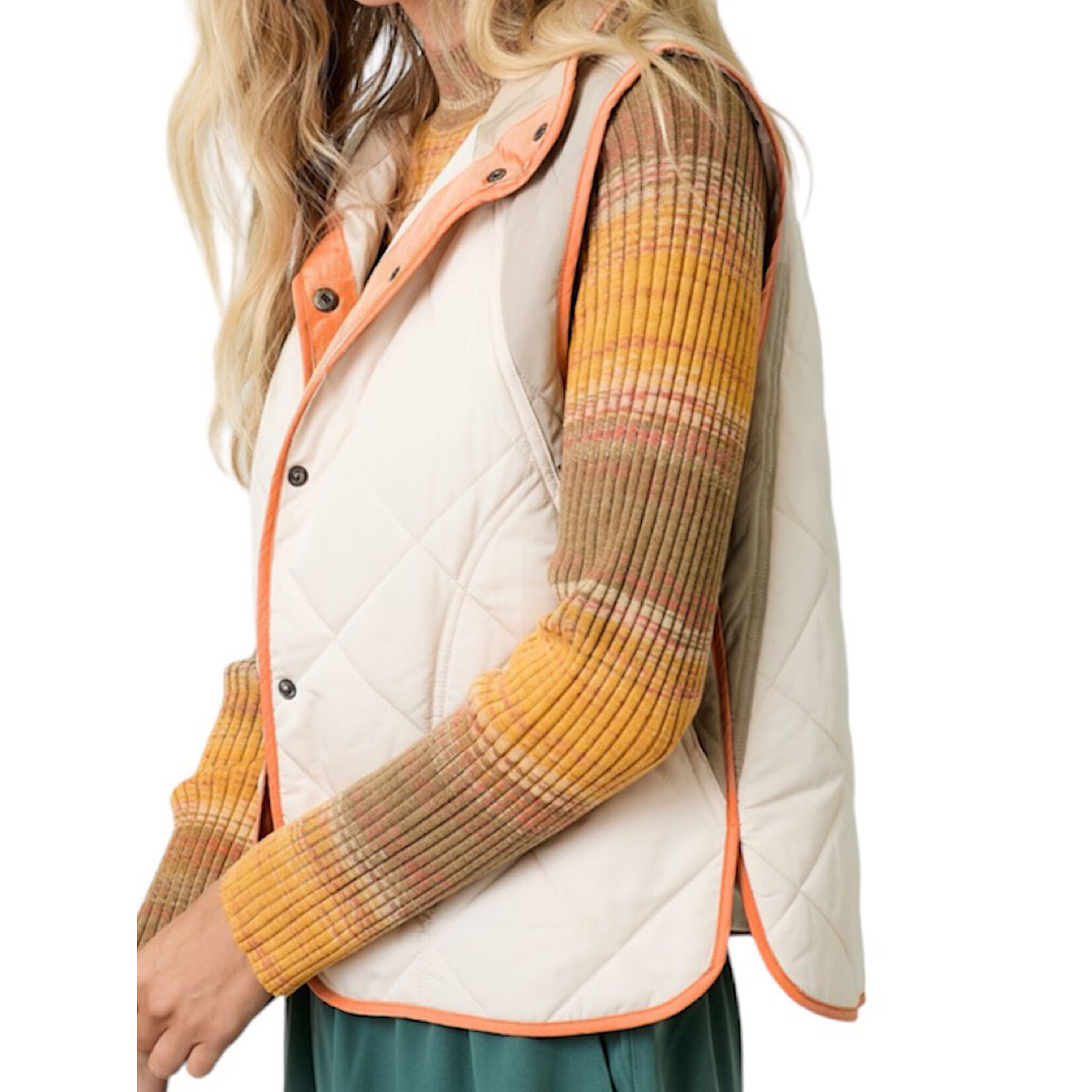Ivory Color Block Padded Vest