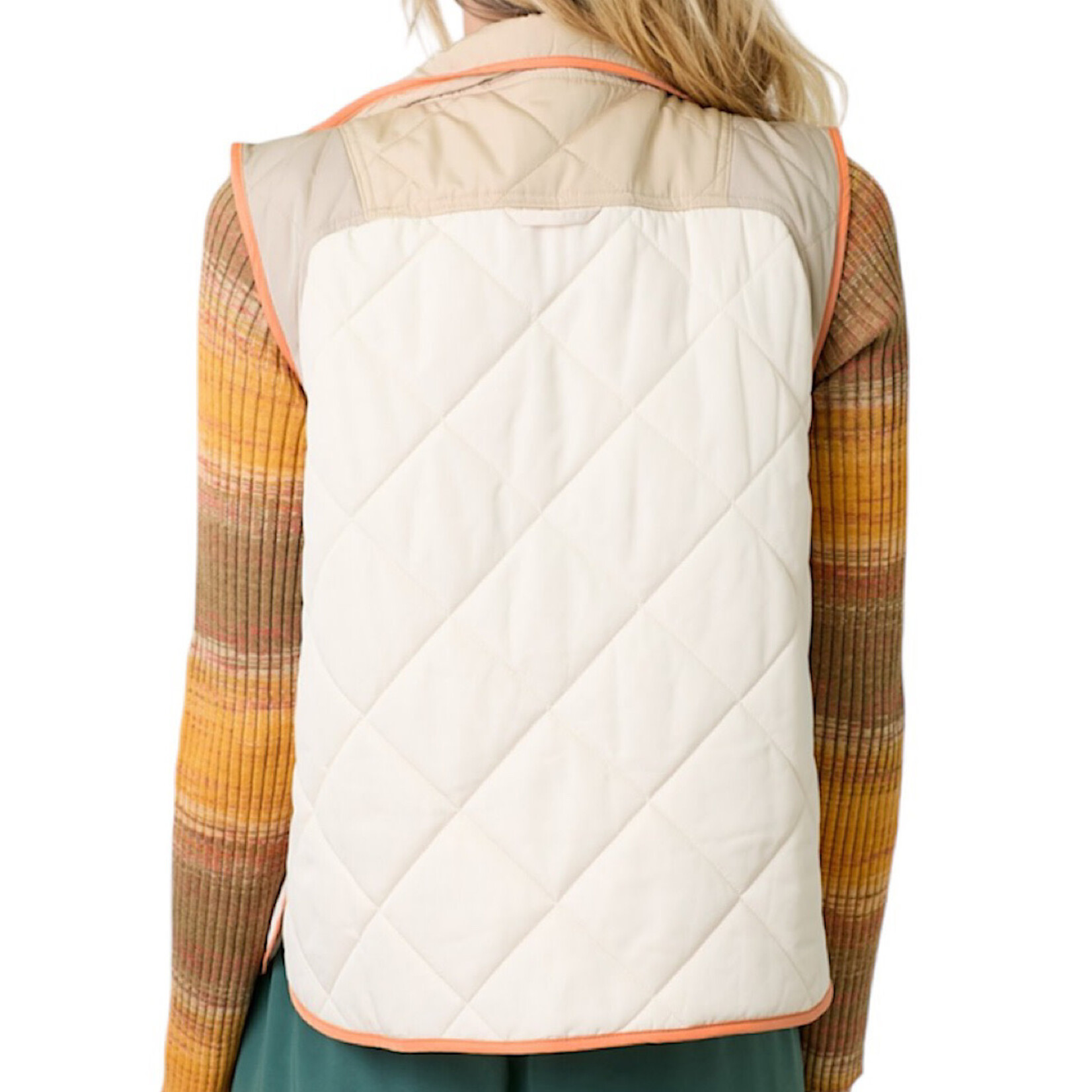 Ivory Color Block Padded Vest