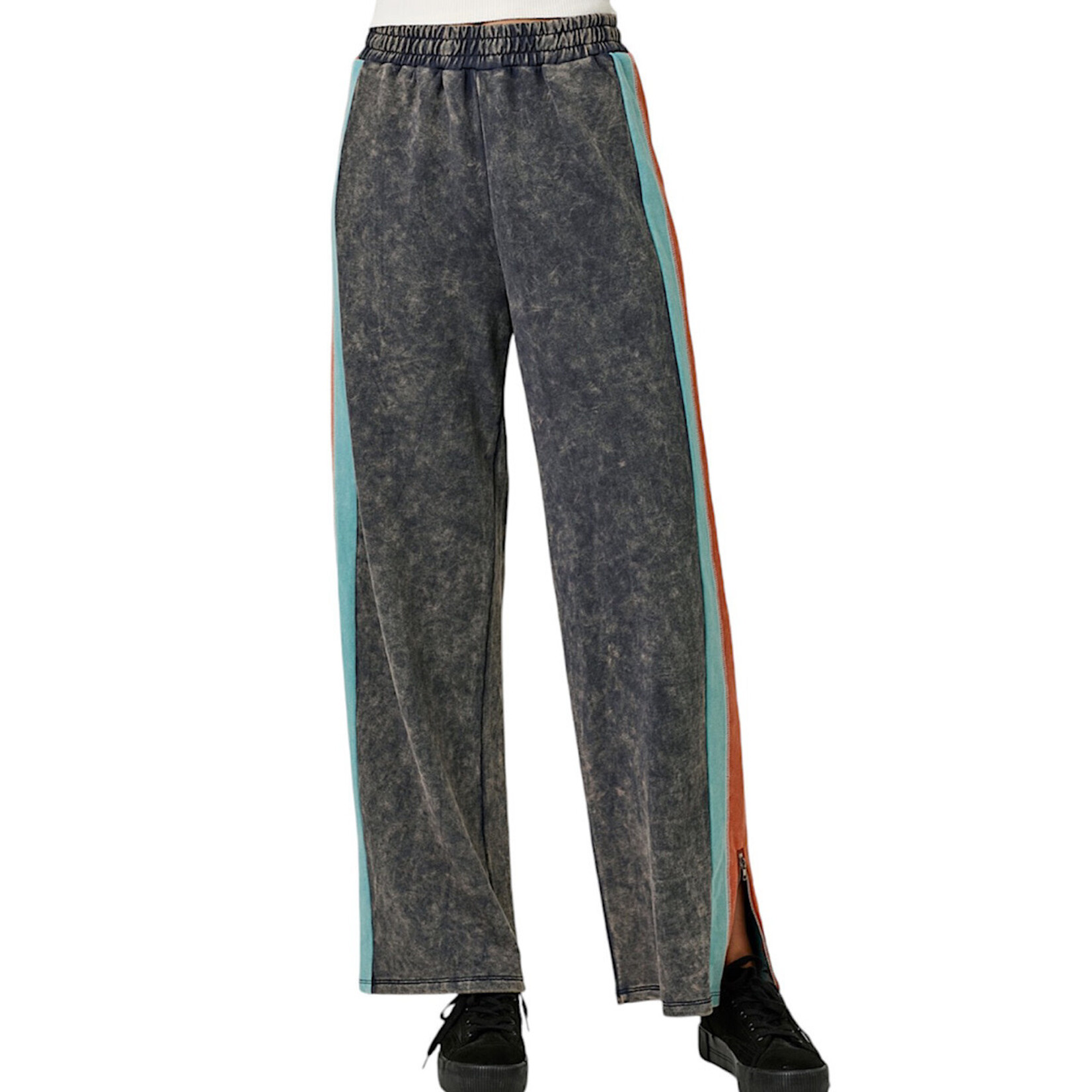 Navy Color Block Terry Pants