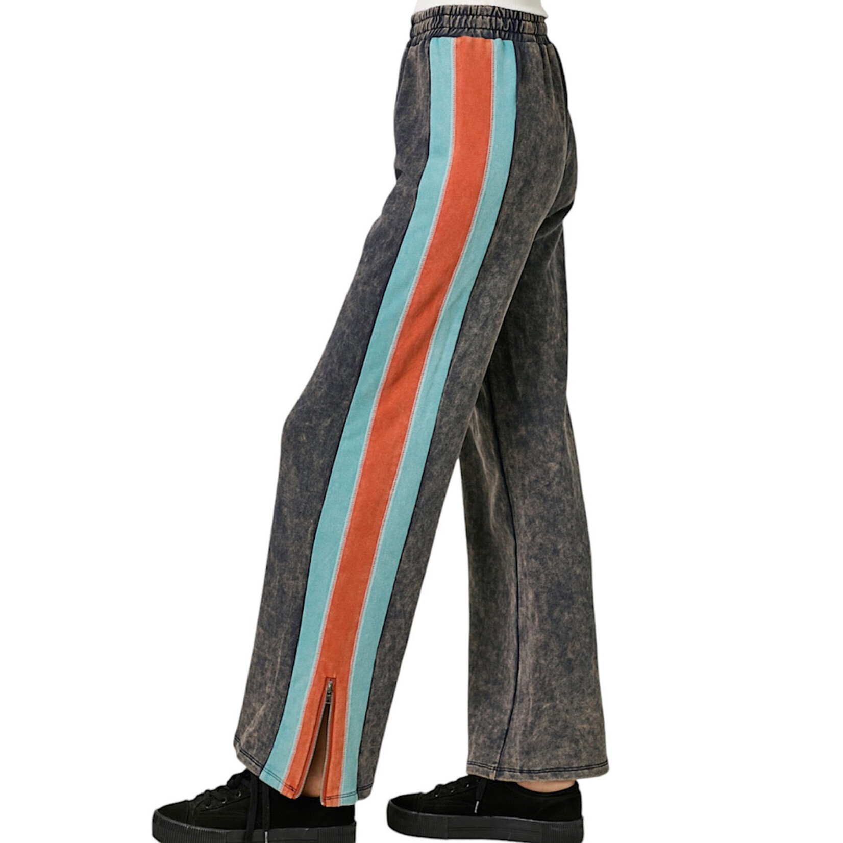 Navy Color Block Terry Pants