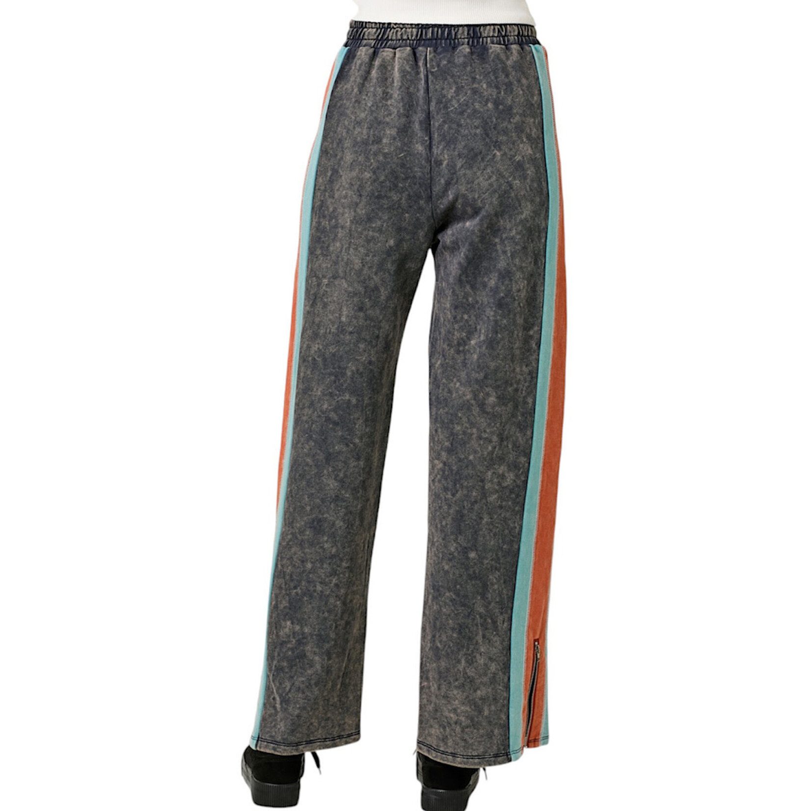 Navy Color Block Terry Pants