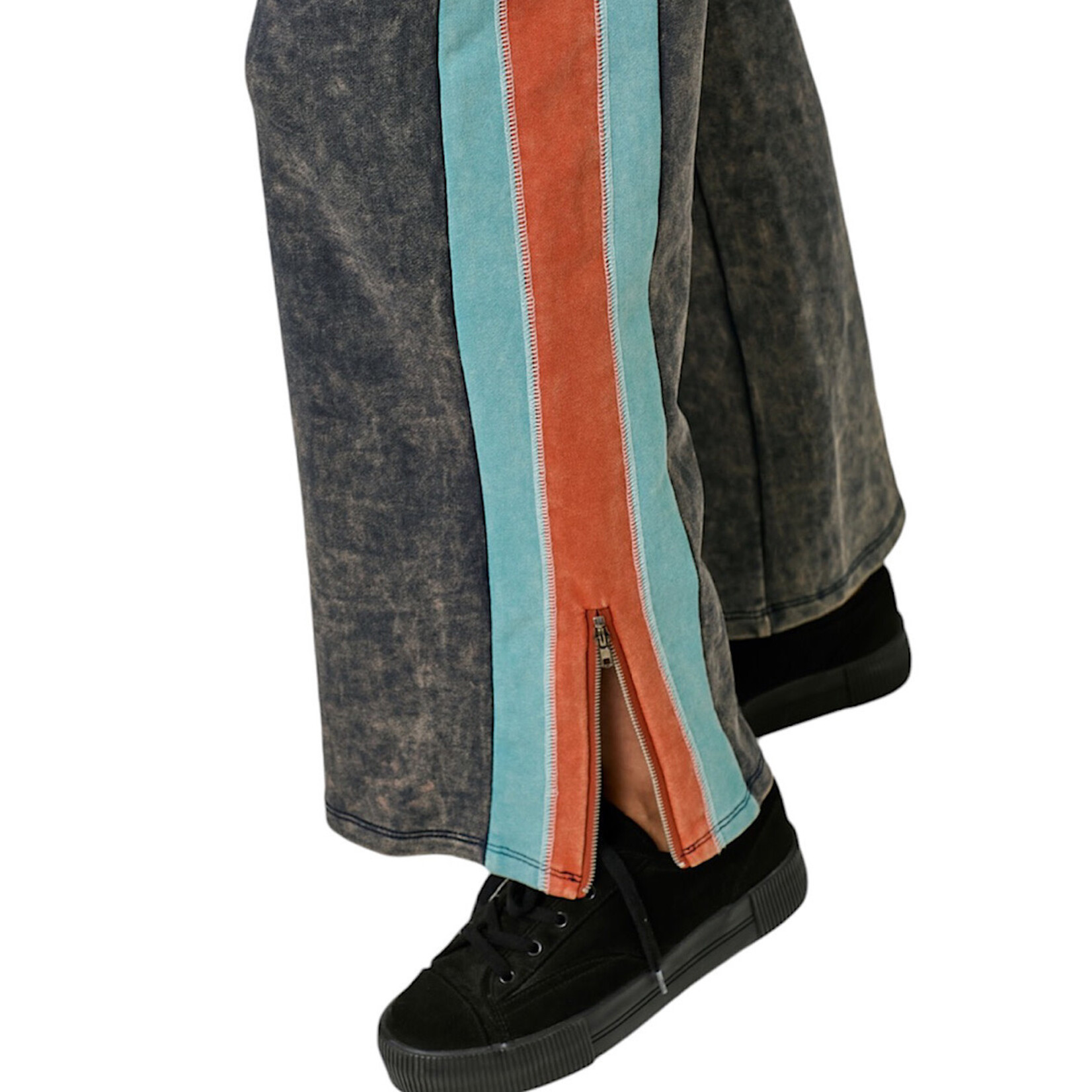 Navy Color Block Terry Pants