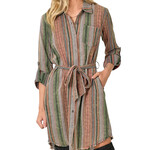 Sunset Washed Stripe Shirt Dress