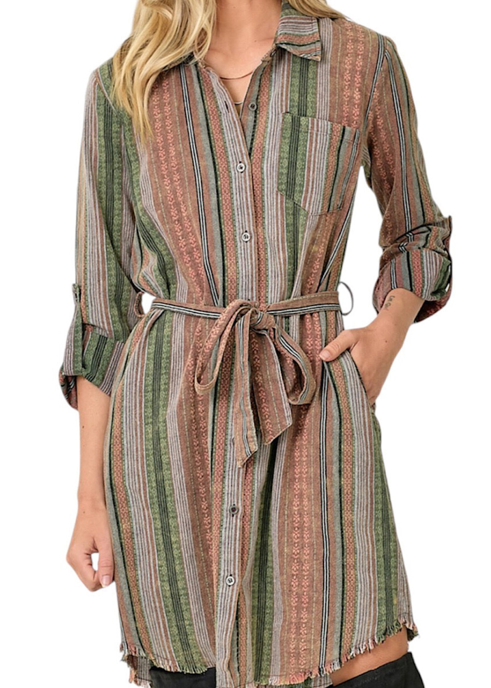 Sunset Washed Stripe Shirt Dress