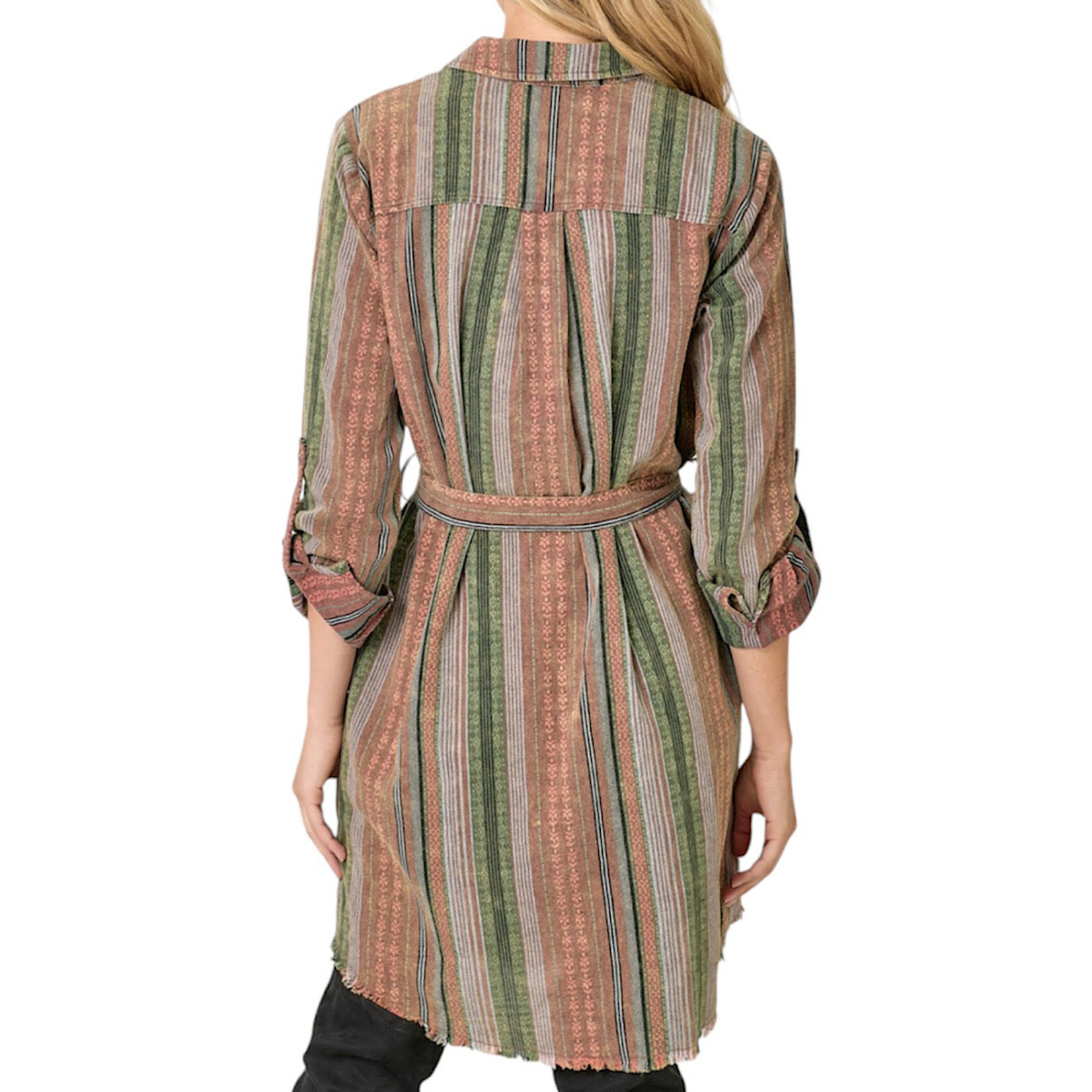 Sunset Washed Stripe Shirt Dress