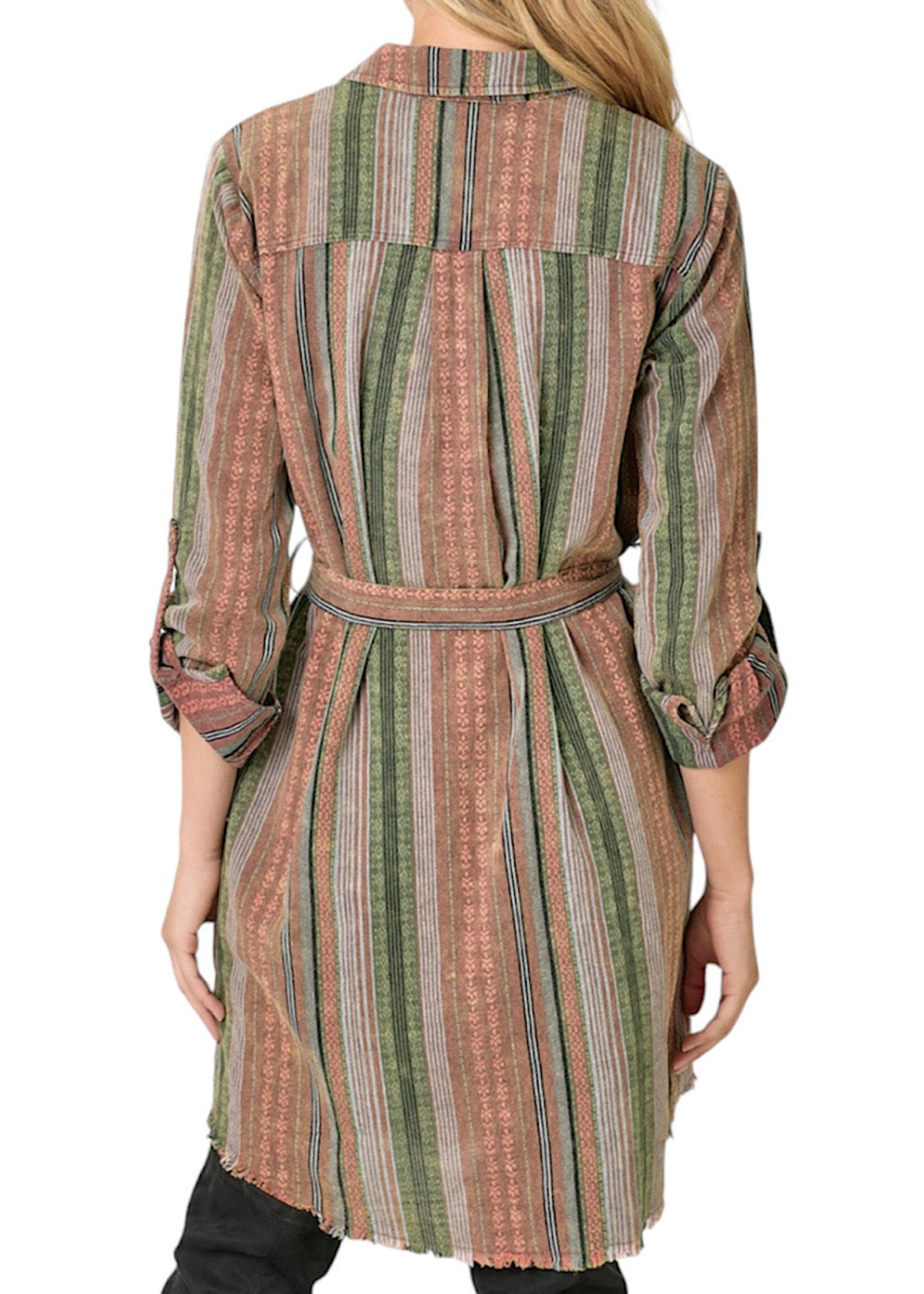 Sunset Washed Stripe Shirt Dress