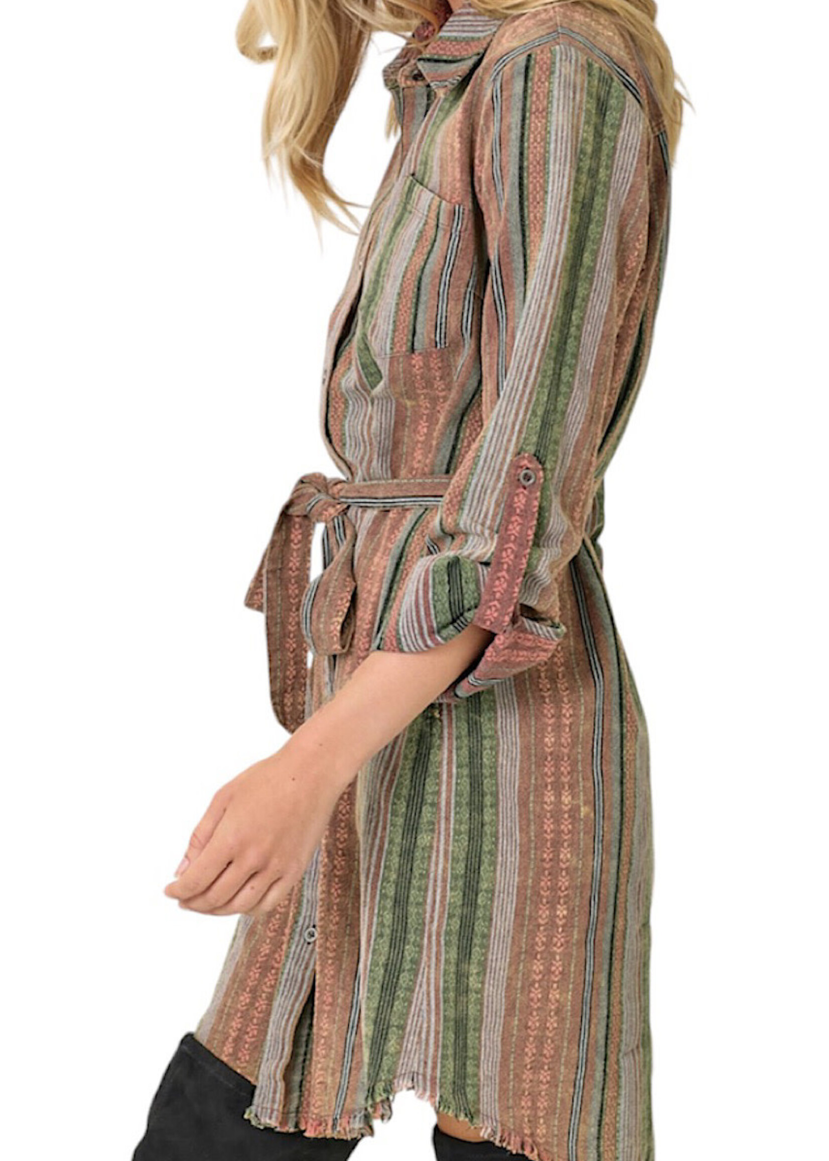 Sunset Washed Stripe Shirt Dress