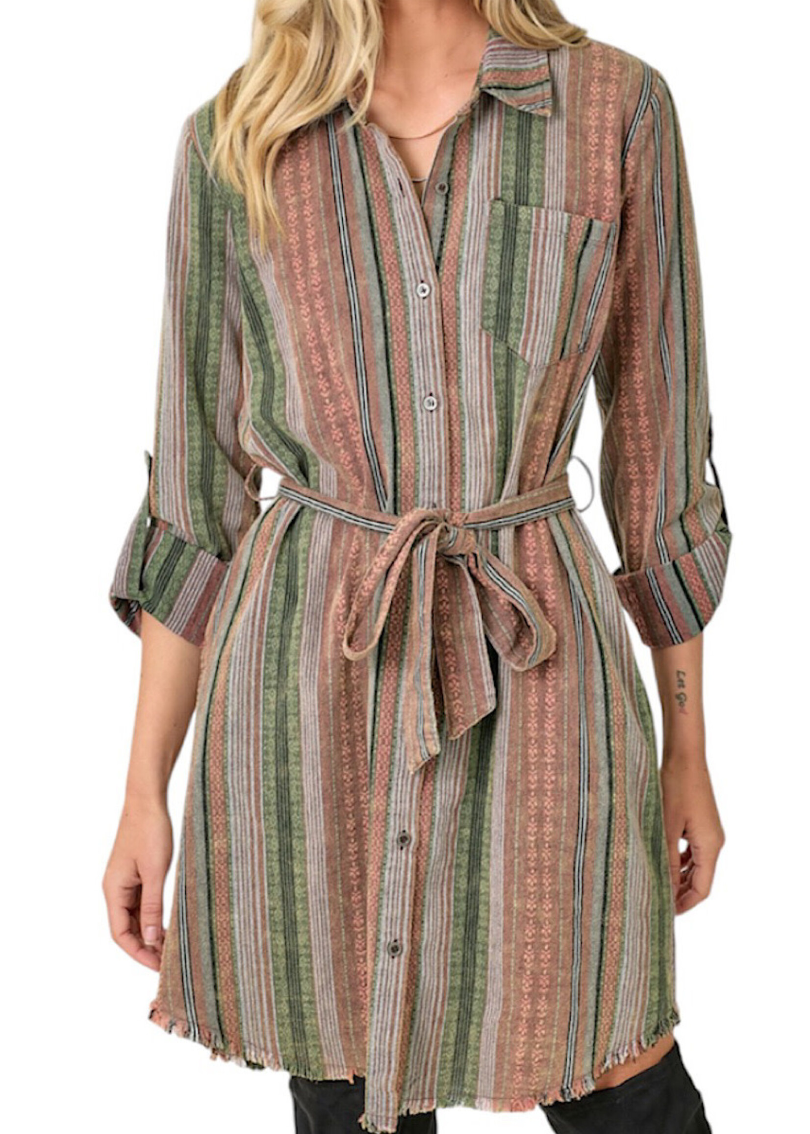 Sunset Washed Stripe Shirt Dress