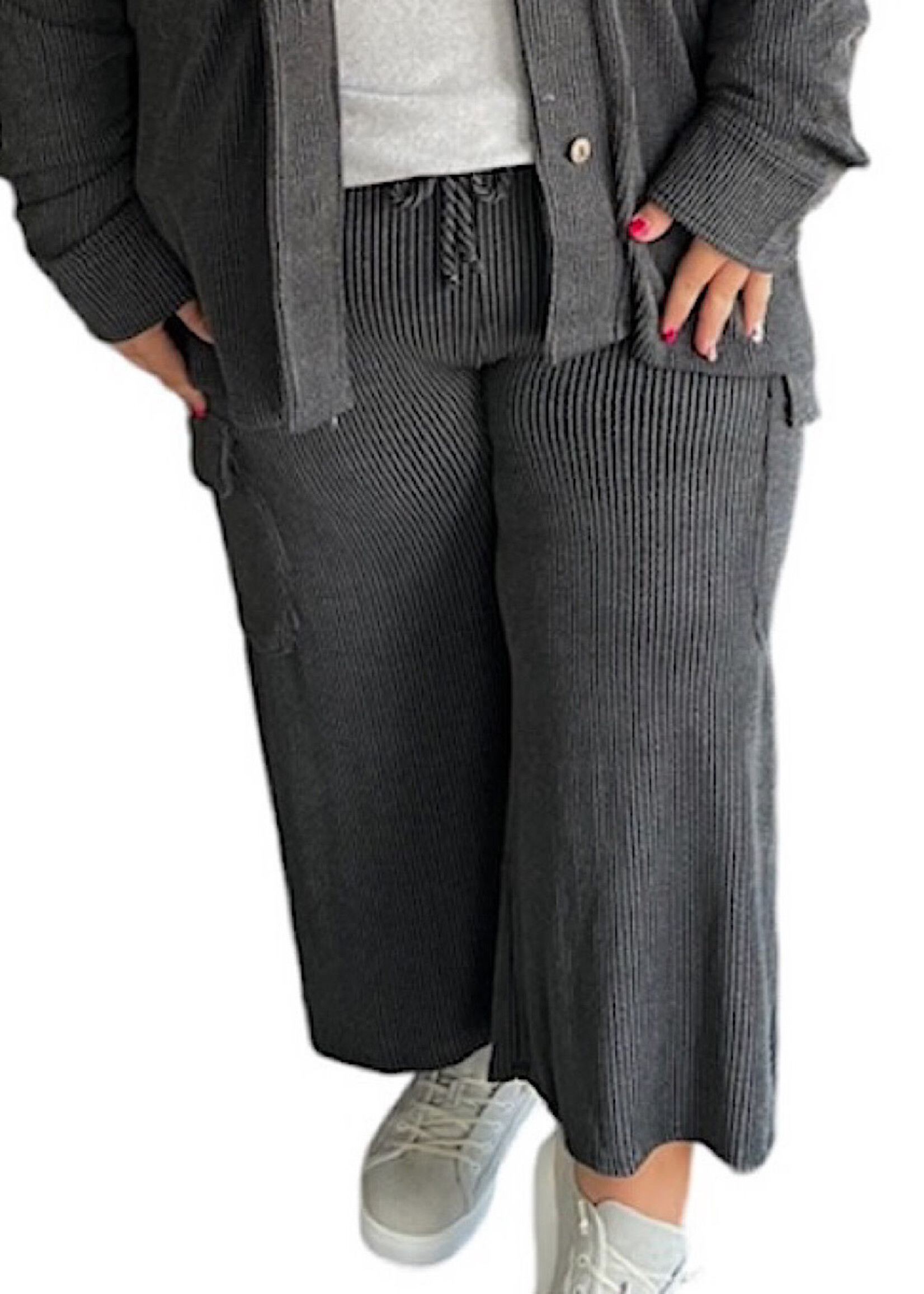 Plus Charcoal  Wide Leg Cargo Pants
