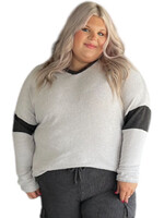 Plus Heather Grey Color Block Sweater
