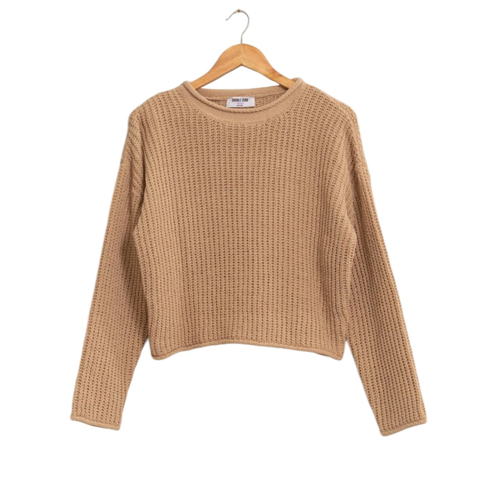 Taupe Rolled Edge Knit Sweater