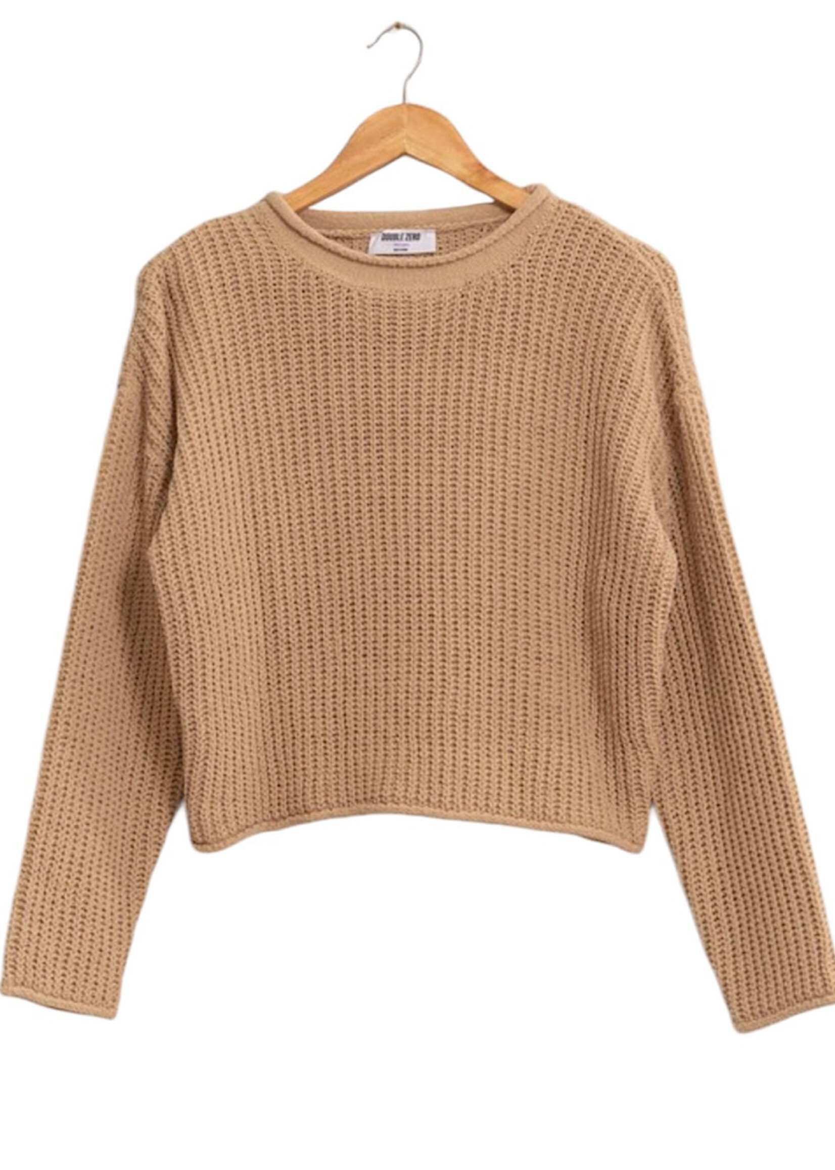 Taupe Rolled Edge Knit Sweater