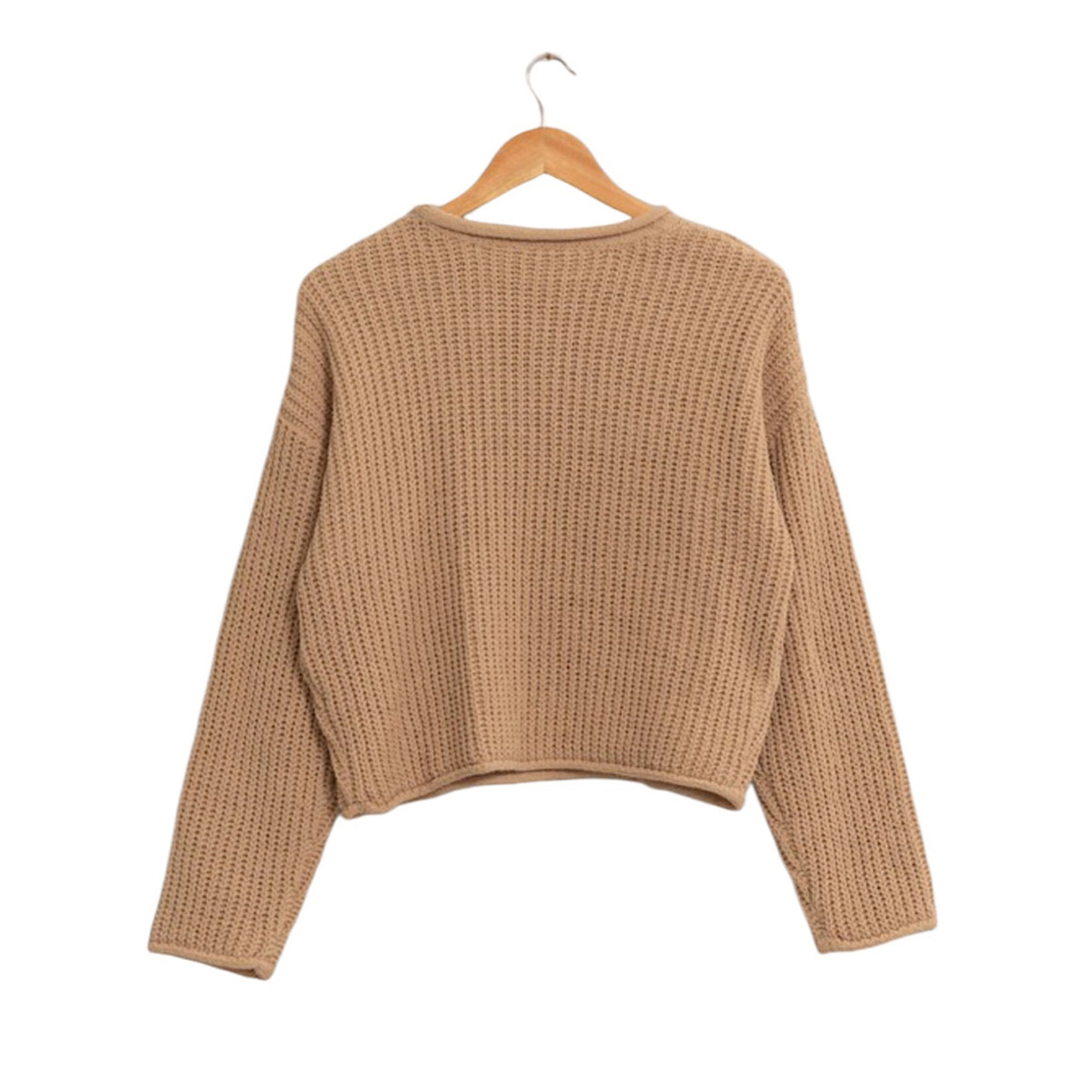 Taupe Rolled Edge Knit Sweater