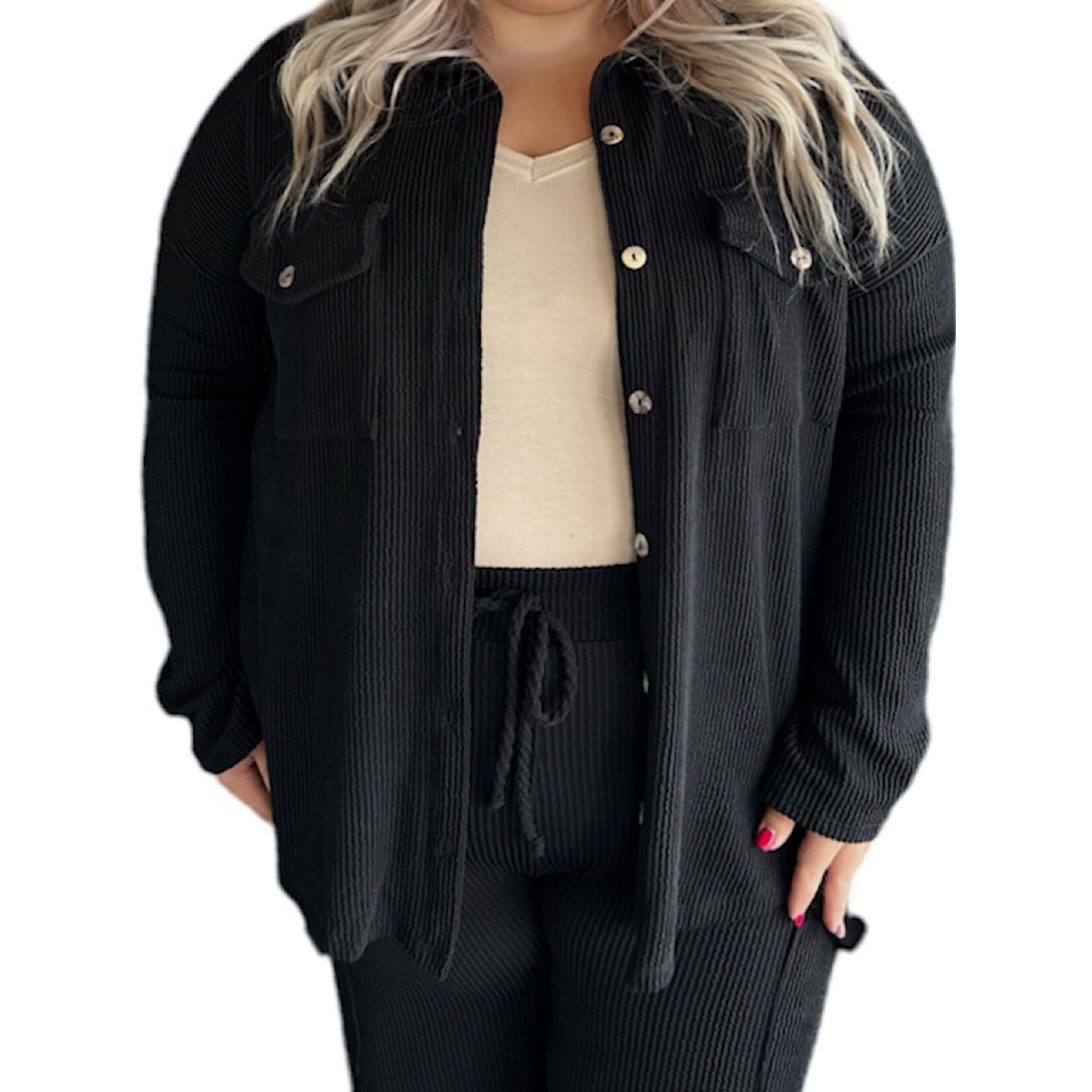 Plus Black Button Down Shirt