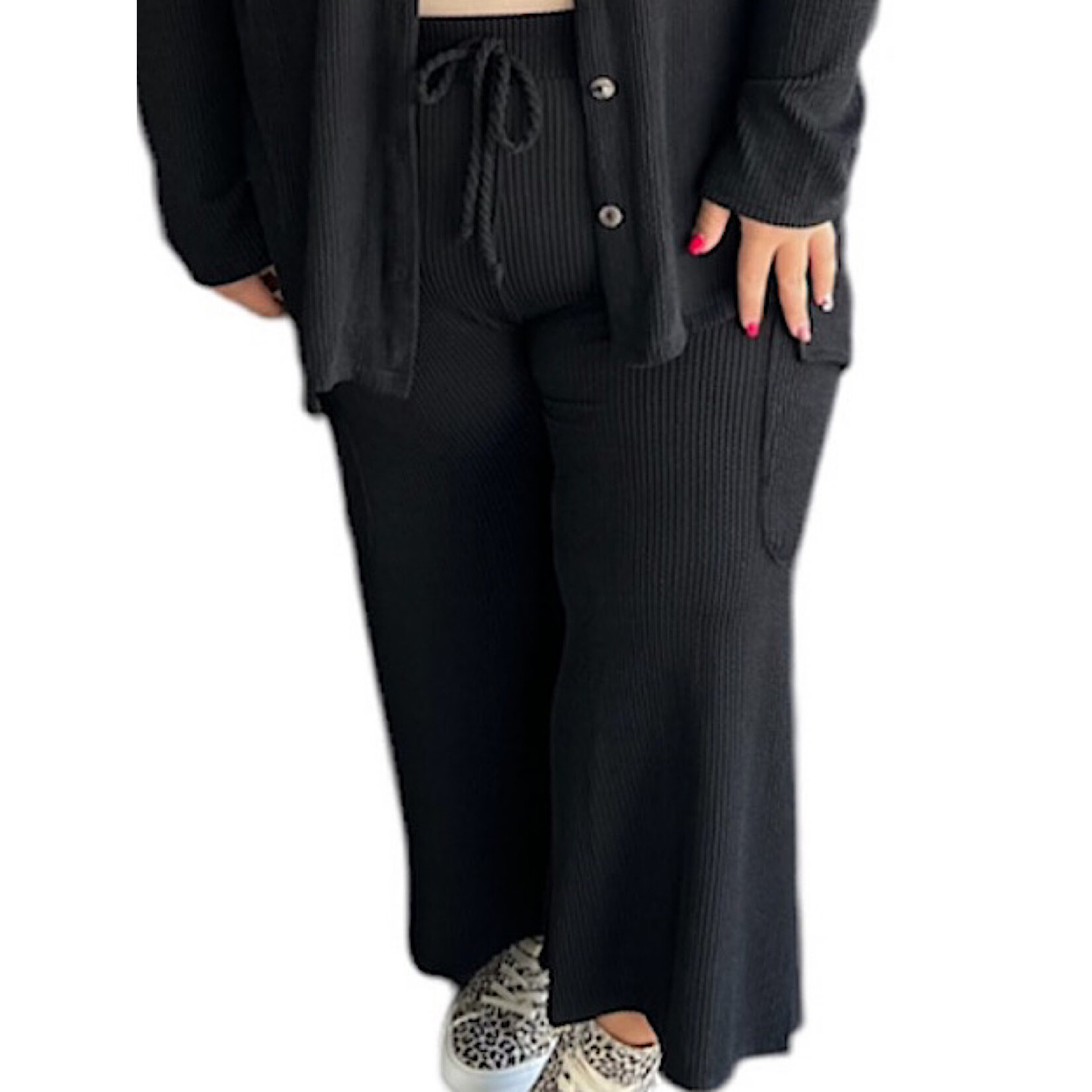 Plus Black Wide Leg Cargo Pants