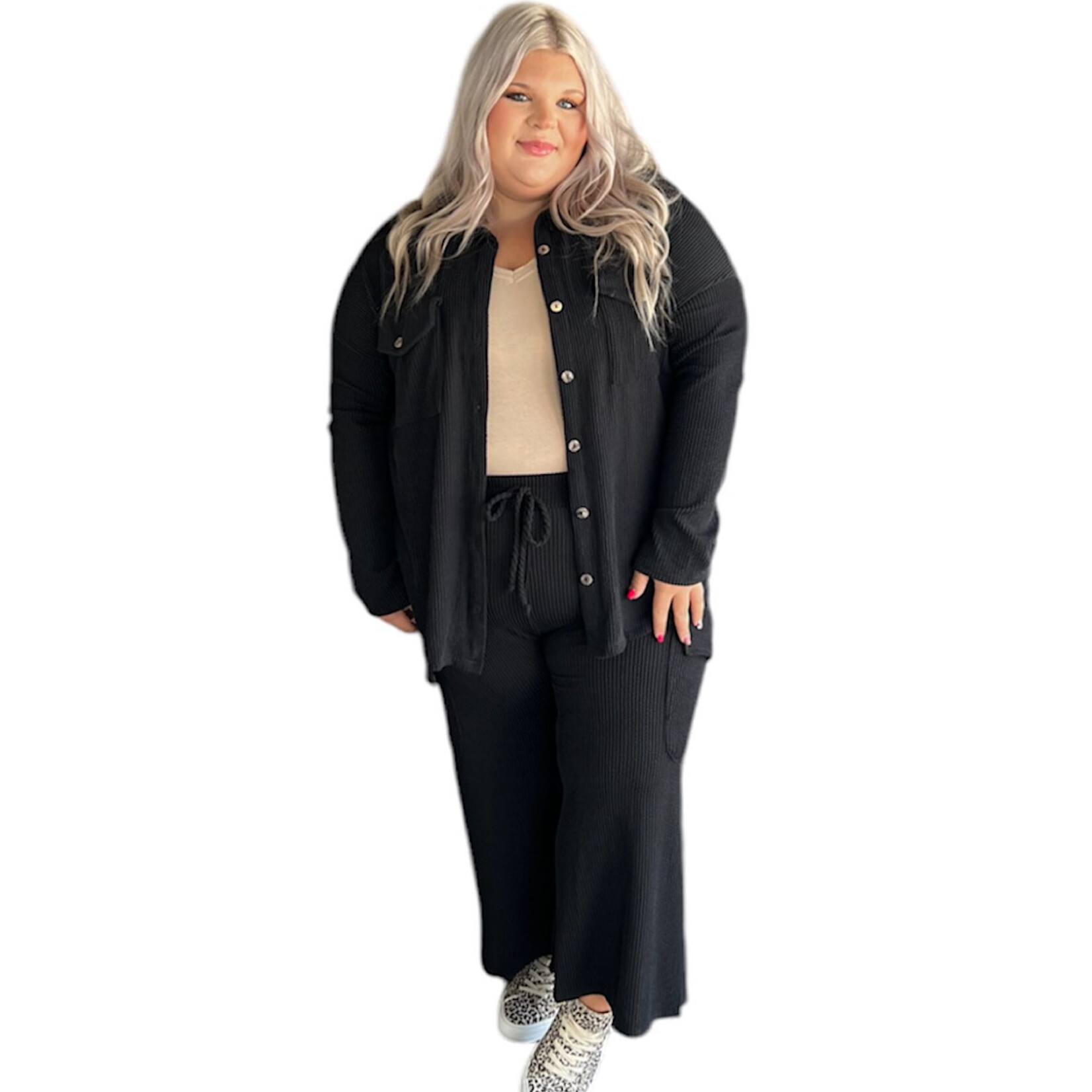 Plus Black Wide Leg Cargo Pants