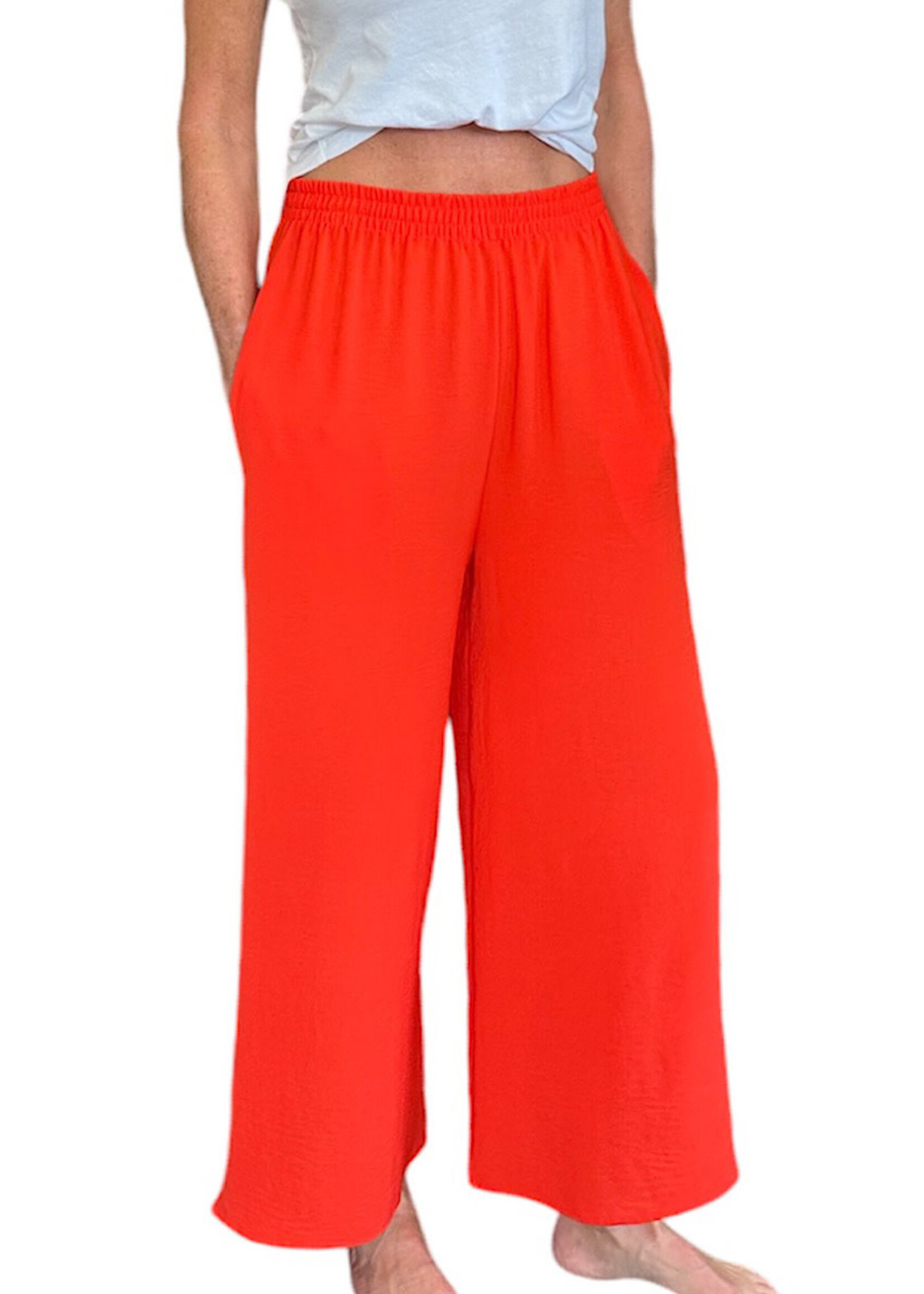 Hot Coral Air Flow Pants With Side Pocket