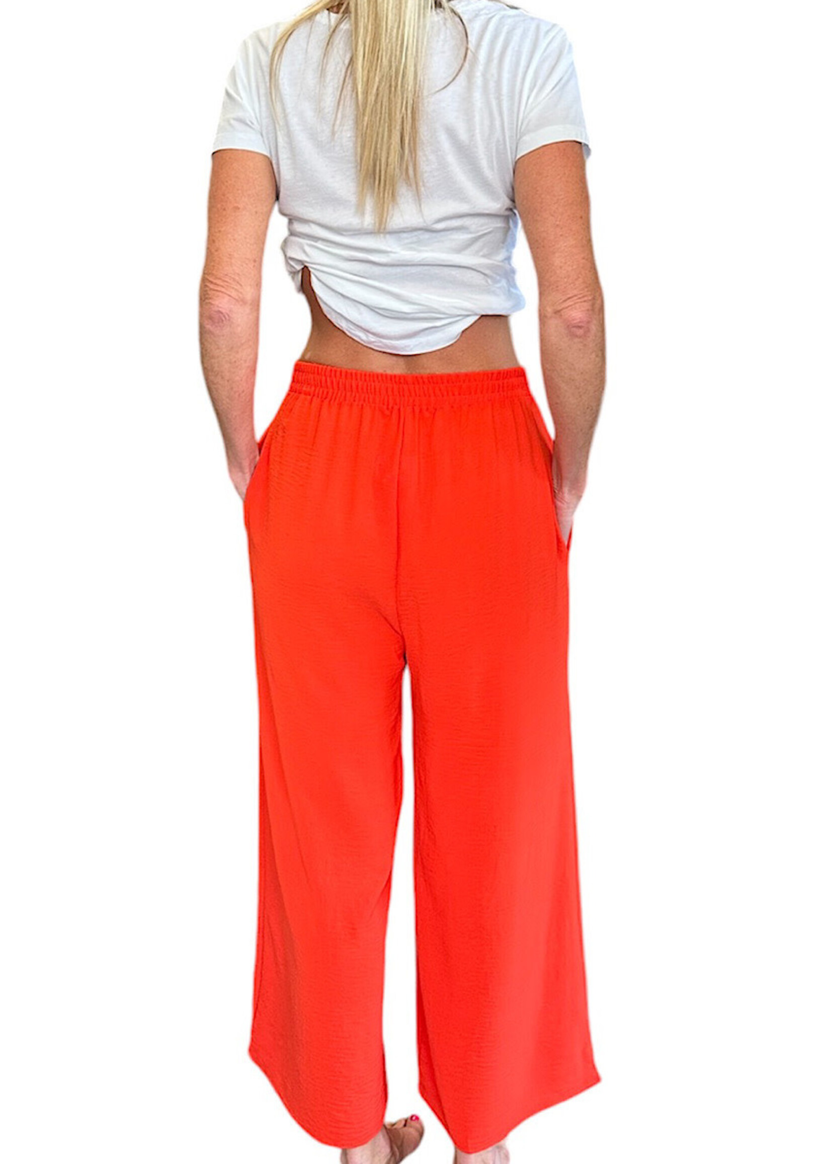 Hot Coral Air Flow Pants With Side Pocket