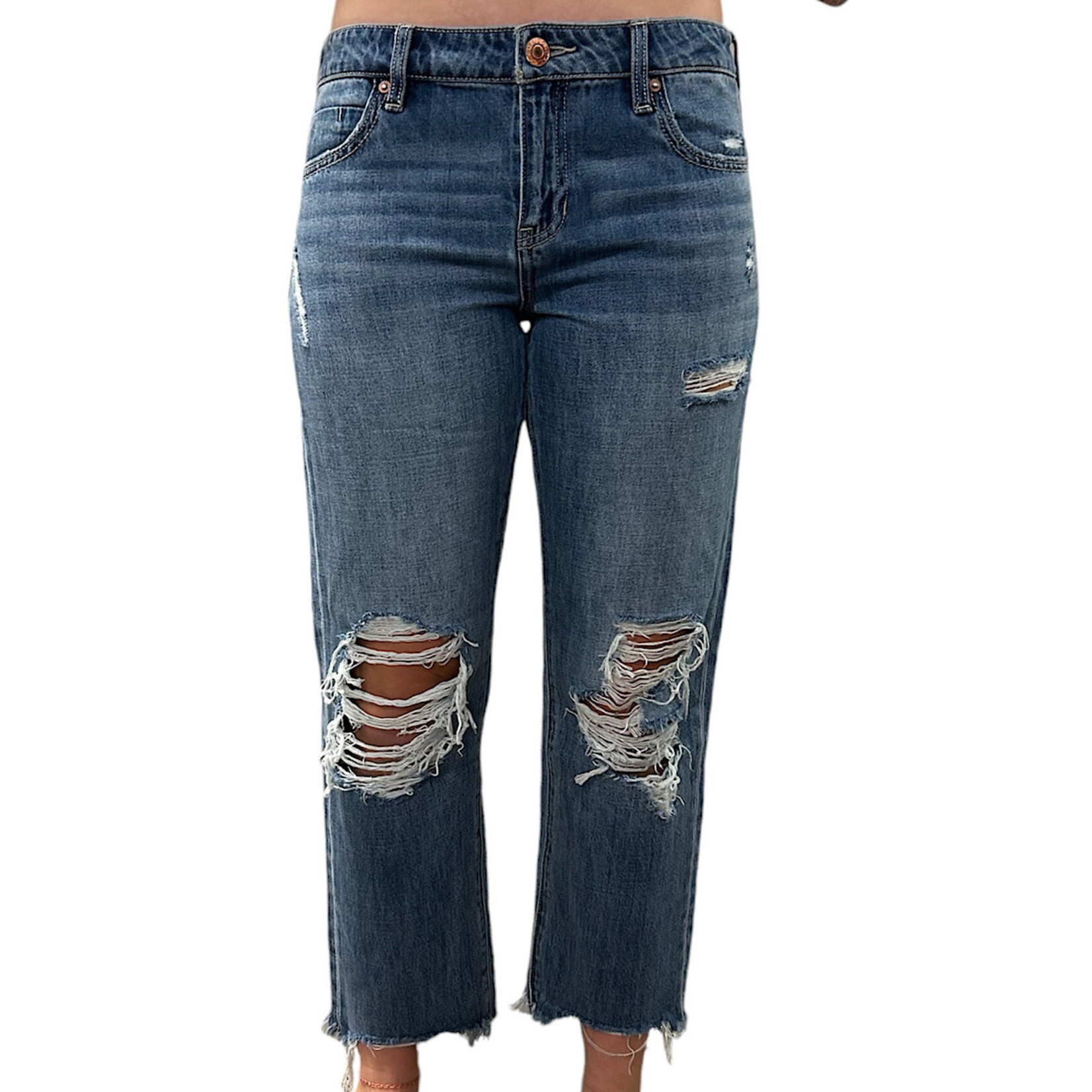 Of Luck Medium Wash Distressed Jeans