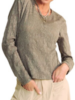 Olive/Khaki Mesh Lace Long Sleeve Top