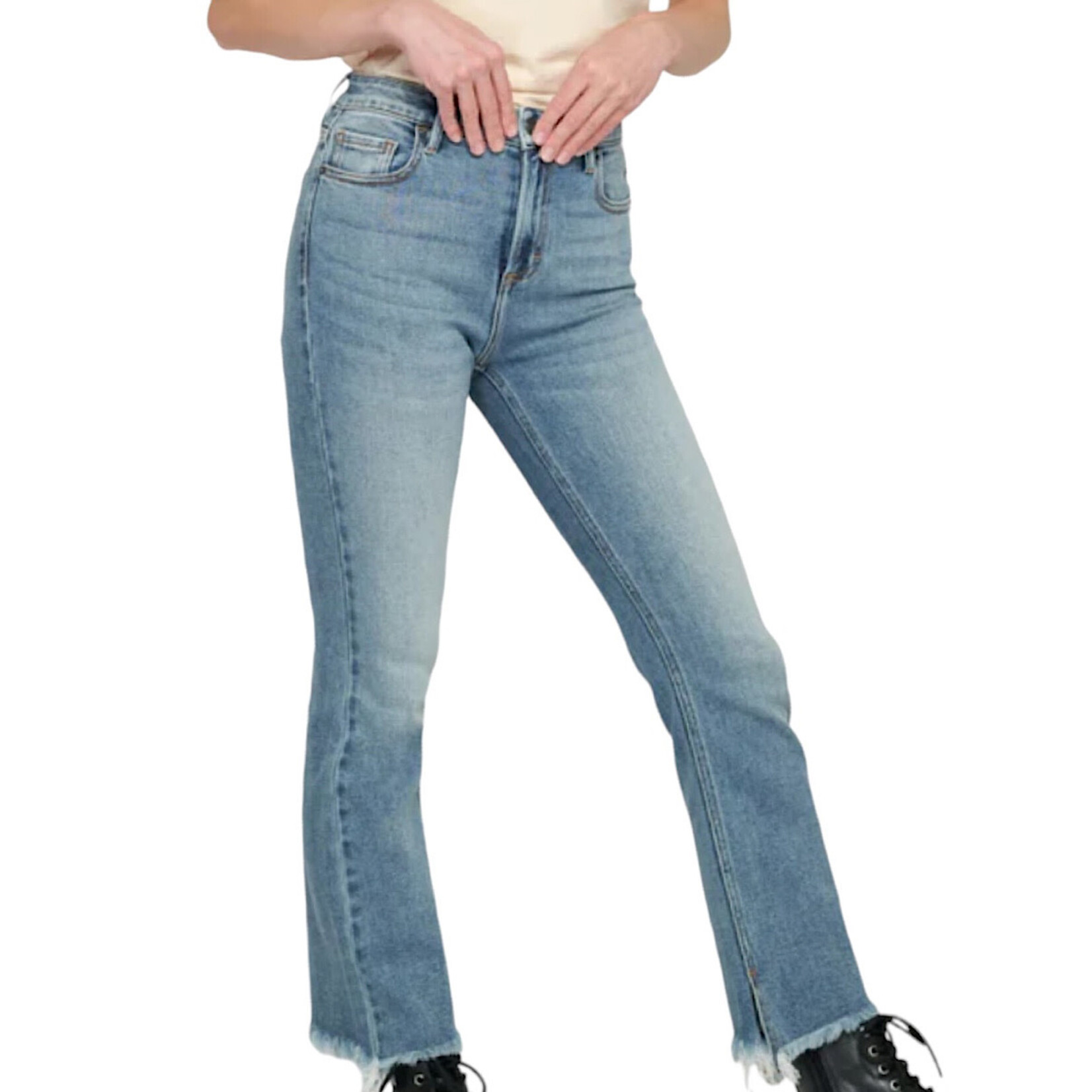 Hidden Hidden Happi Mid Rise Cropped Flare with Slit HD3103C