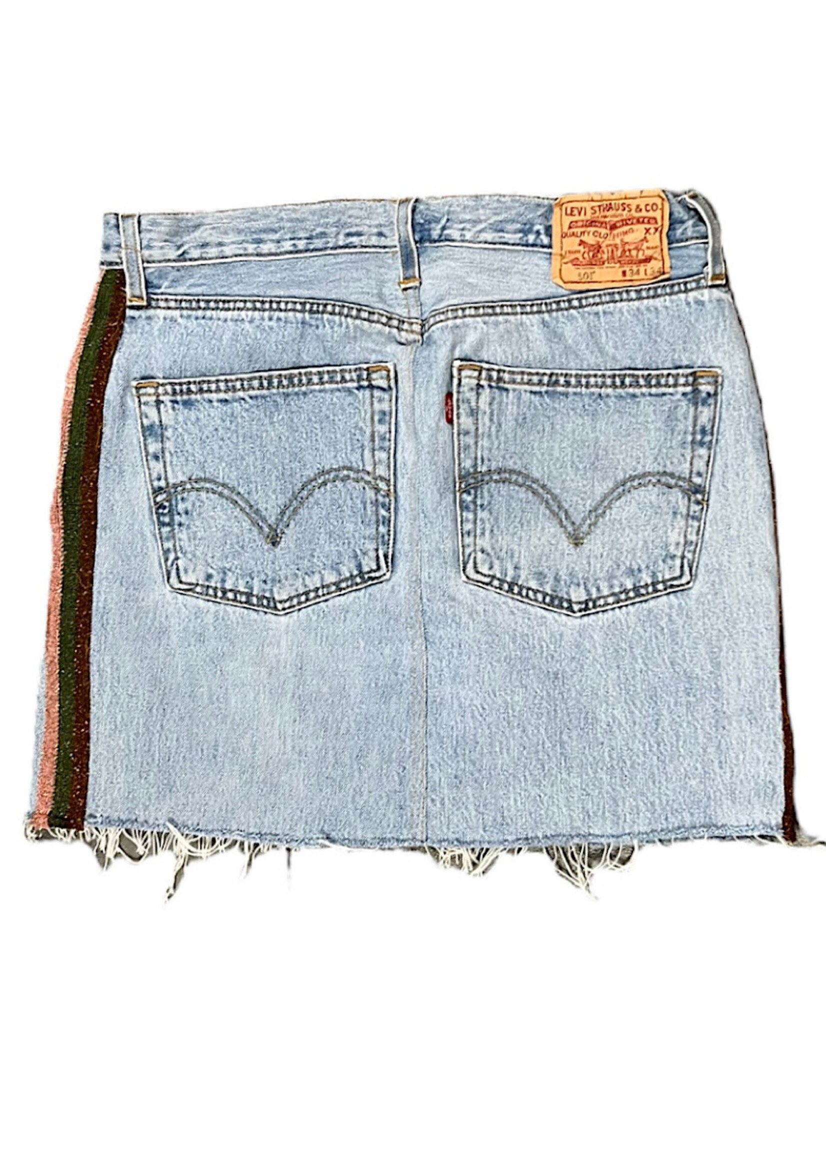 LS501 Denim Skirt with Colored Stripes Size  L NWOT-RF
