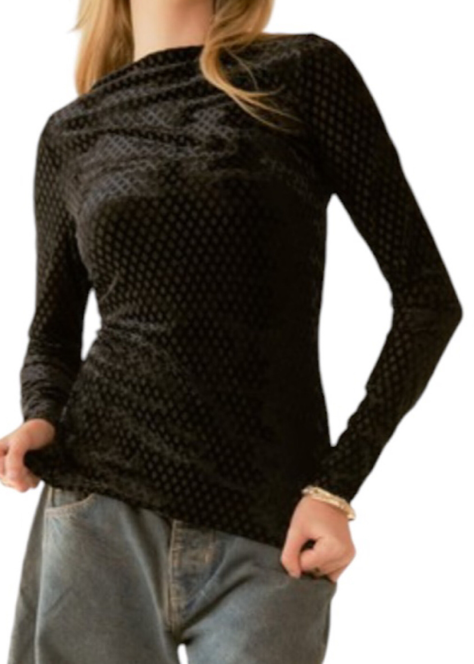 Black Diamond Printed Mesh Top