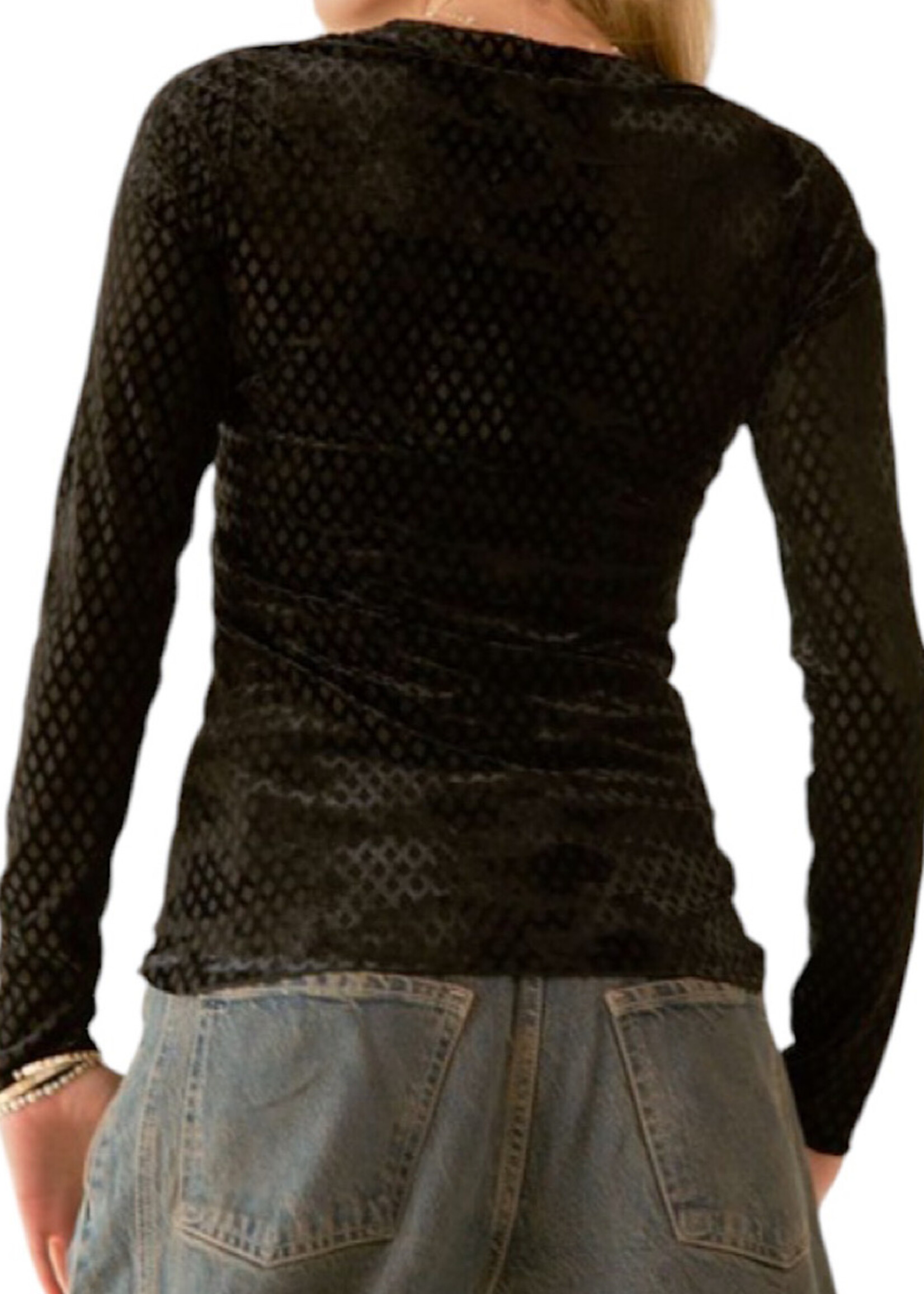 Black Diamond Printed Mesh Top