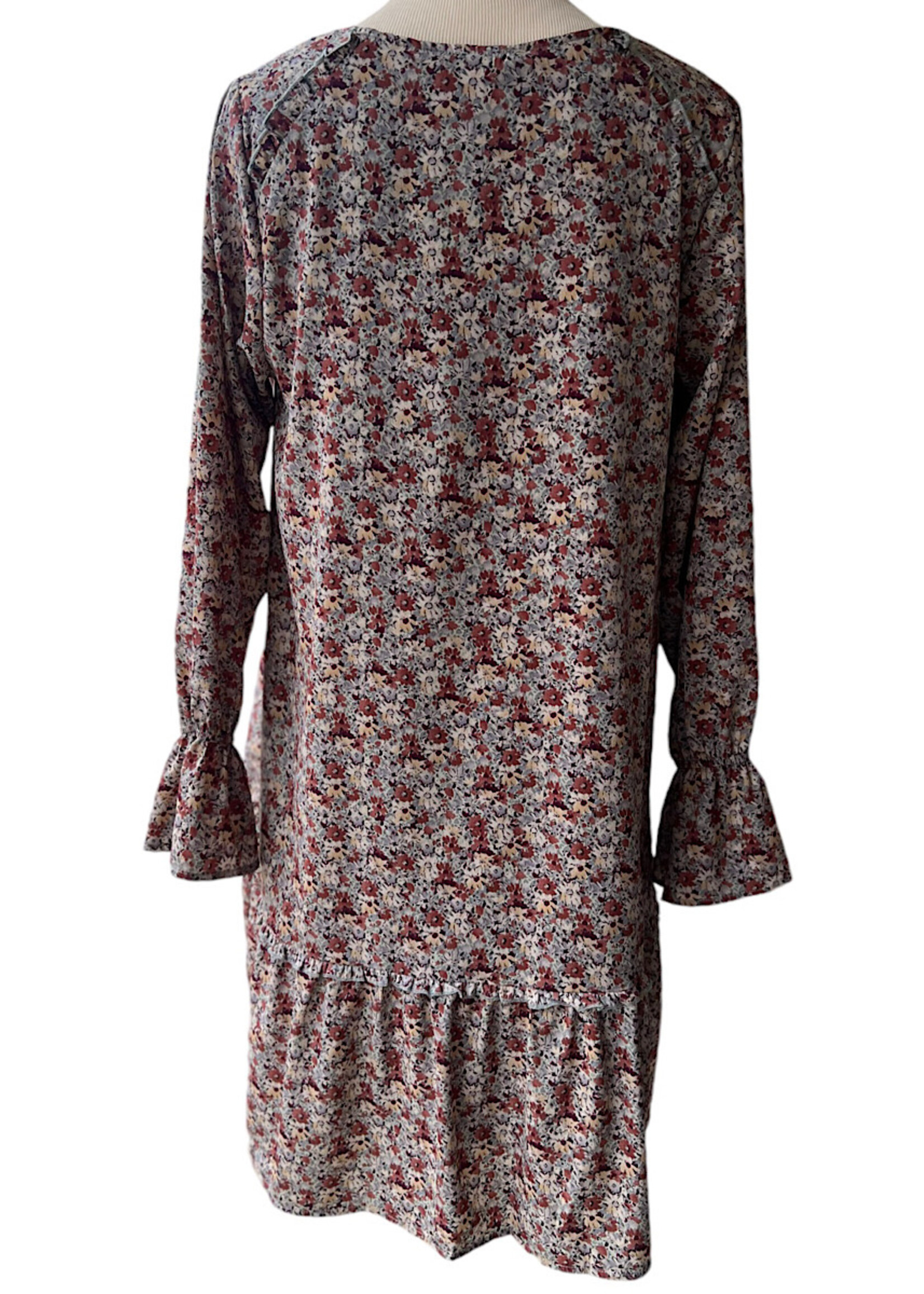 Blue Ditsy Floral Print Dress