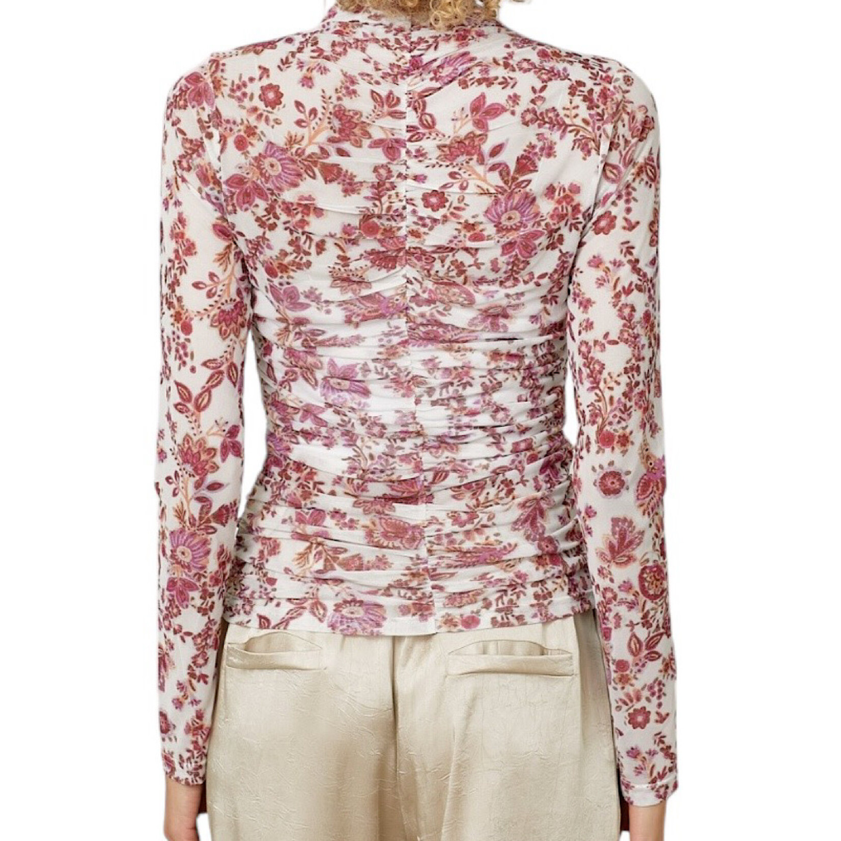 Ivory Mock Neck Ruching Top