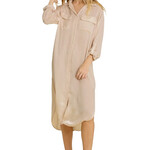 Champagne Satin Button Down Midi Dress