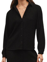 Z Supply Z Supply Lyrical Crinkle Knit Shirt Black