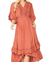 Solid Textured Woven Midi Dress