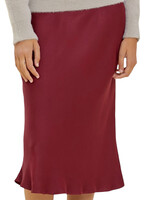 Wine Satin Skirt