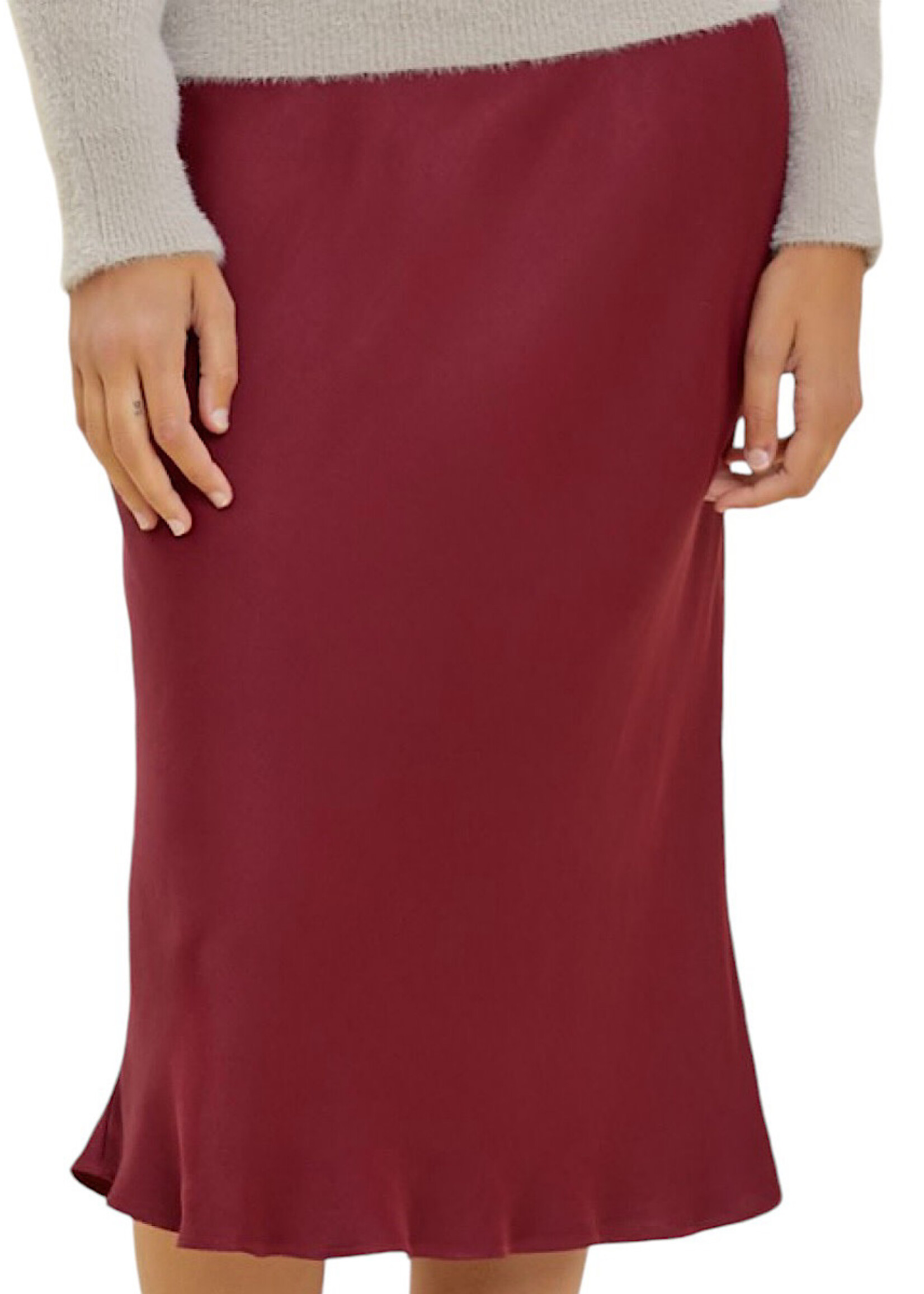 Wine Satin Skirt