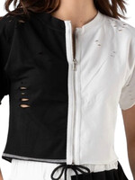 Black and White Color Block Zip Up