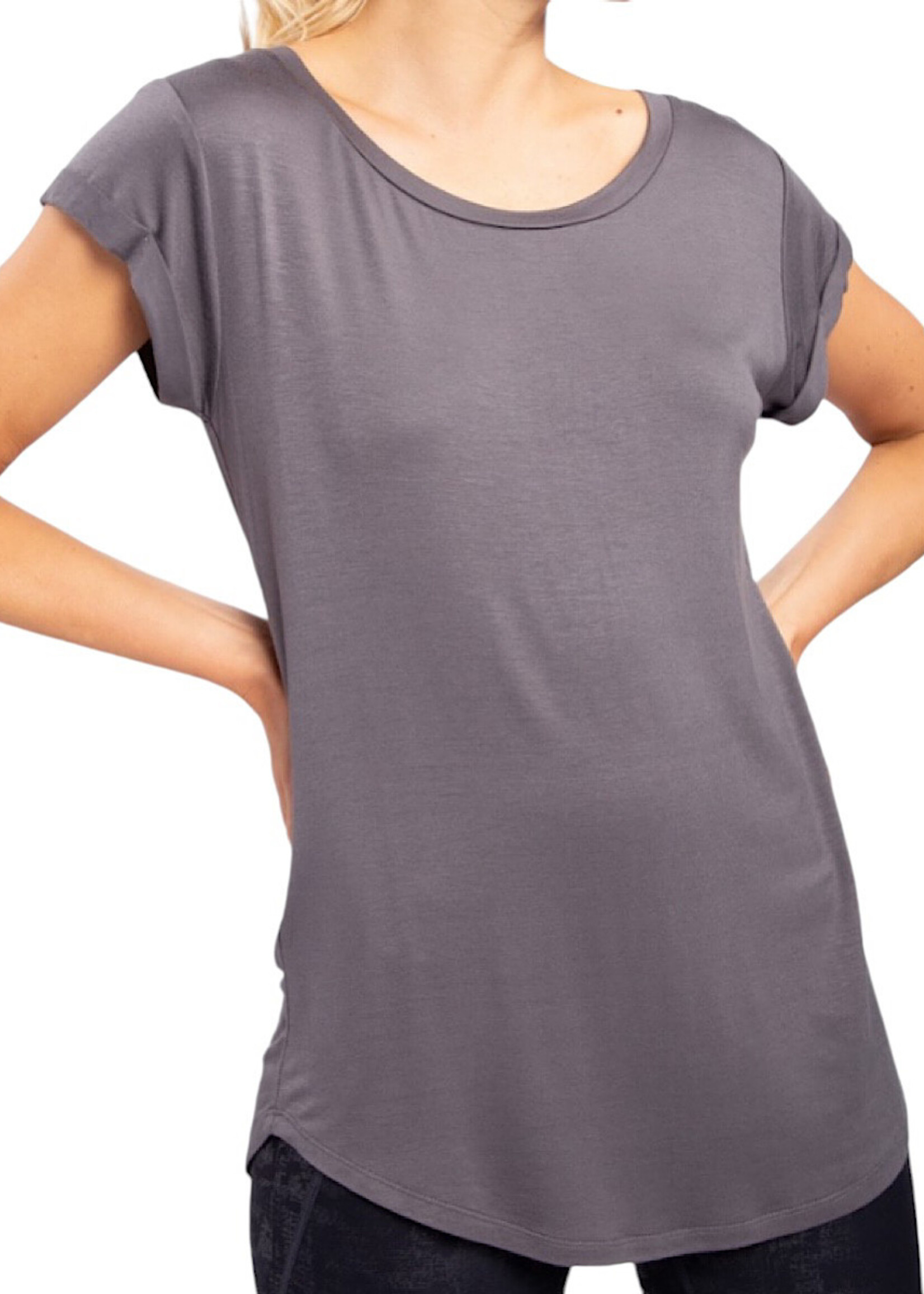 Round Neck Cap Sleeve Shirt