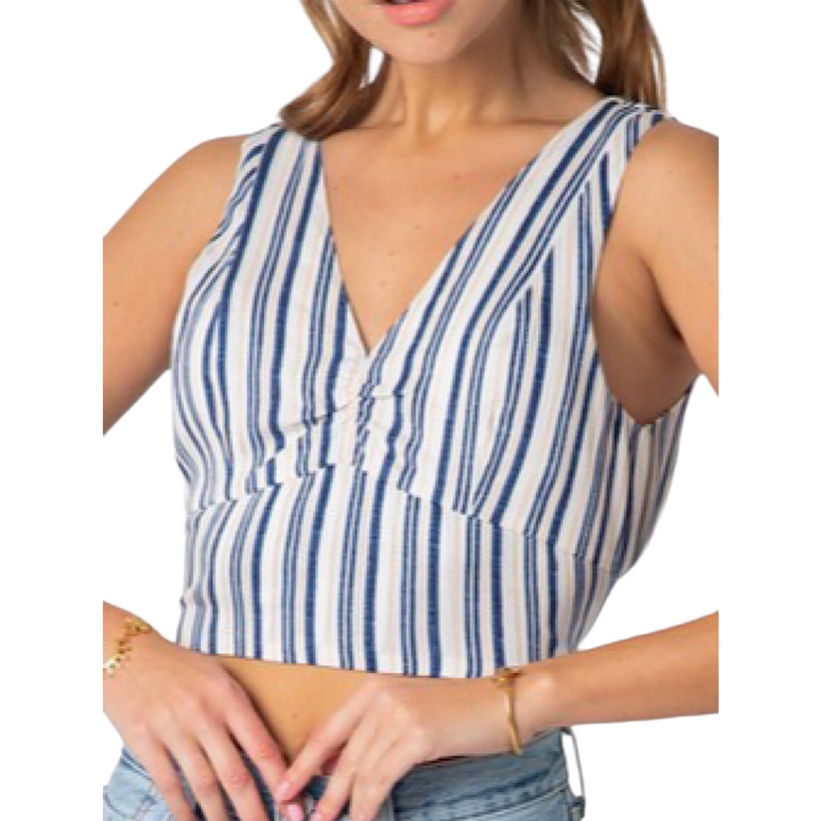 Navy Stripe Crop Top