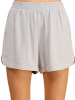 Cool Sage Linen Blend Shorts with Curved Hem