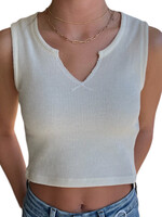Cream Waffle Sleeveless Tank